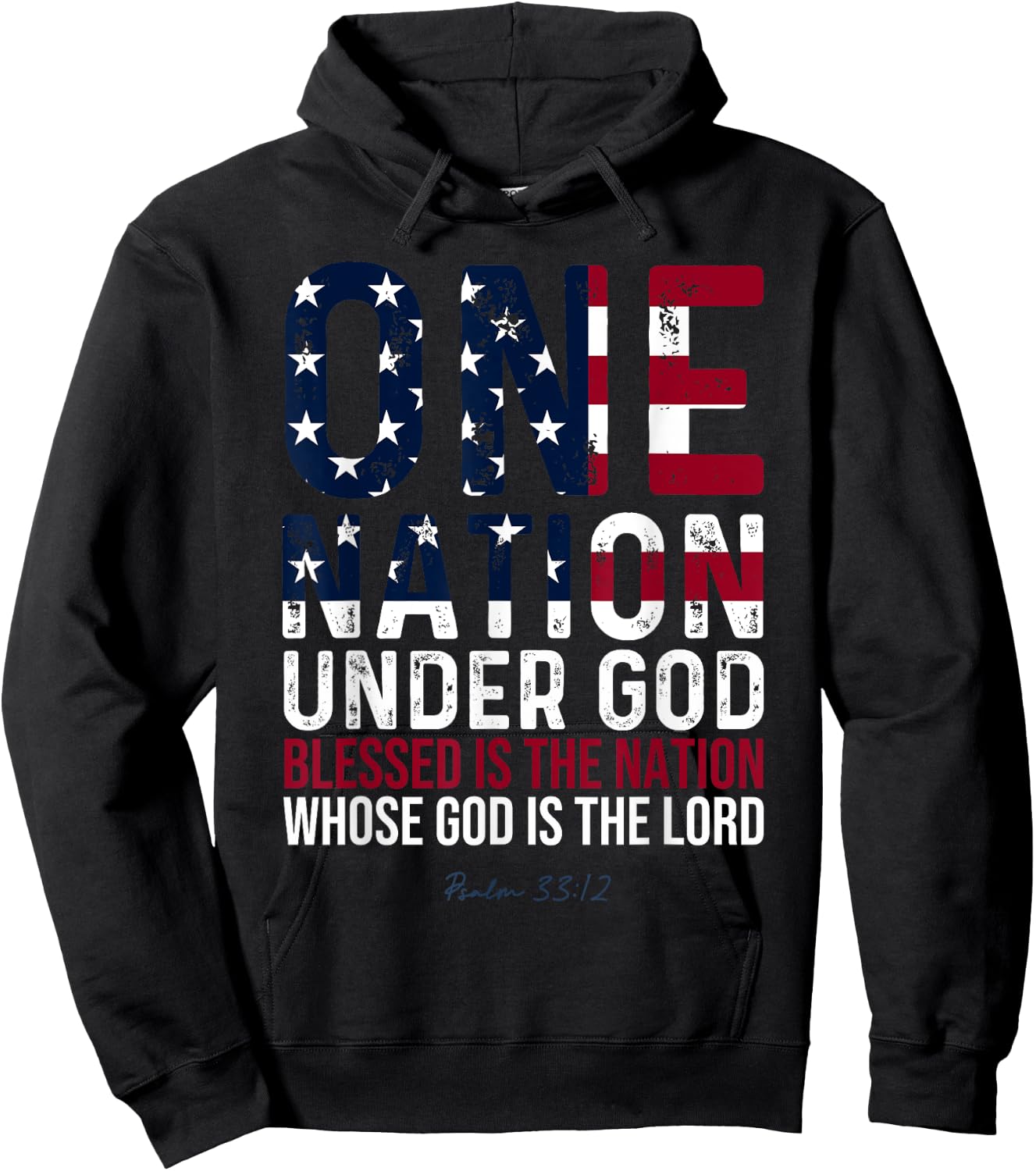 One Nation Under God Blessed Is The Nation Whose God Hoodie - Hoodie | Black