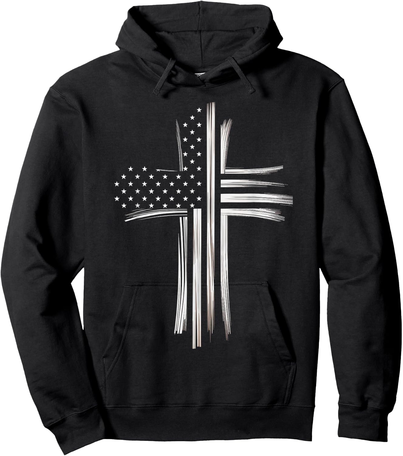 Christian Cross American Flag Faith USA Patriot Hoodie - Hoodie | Black