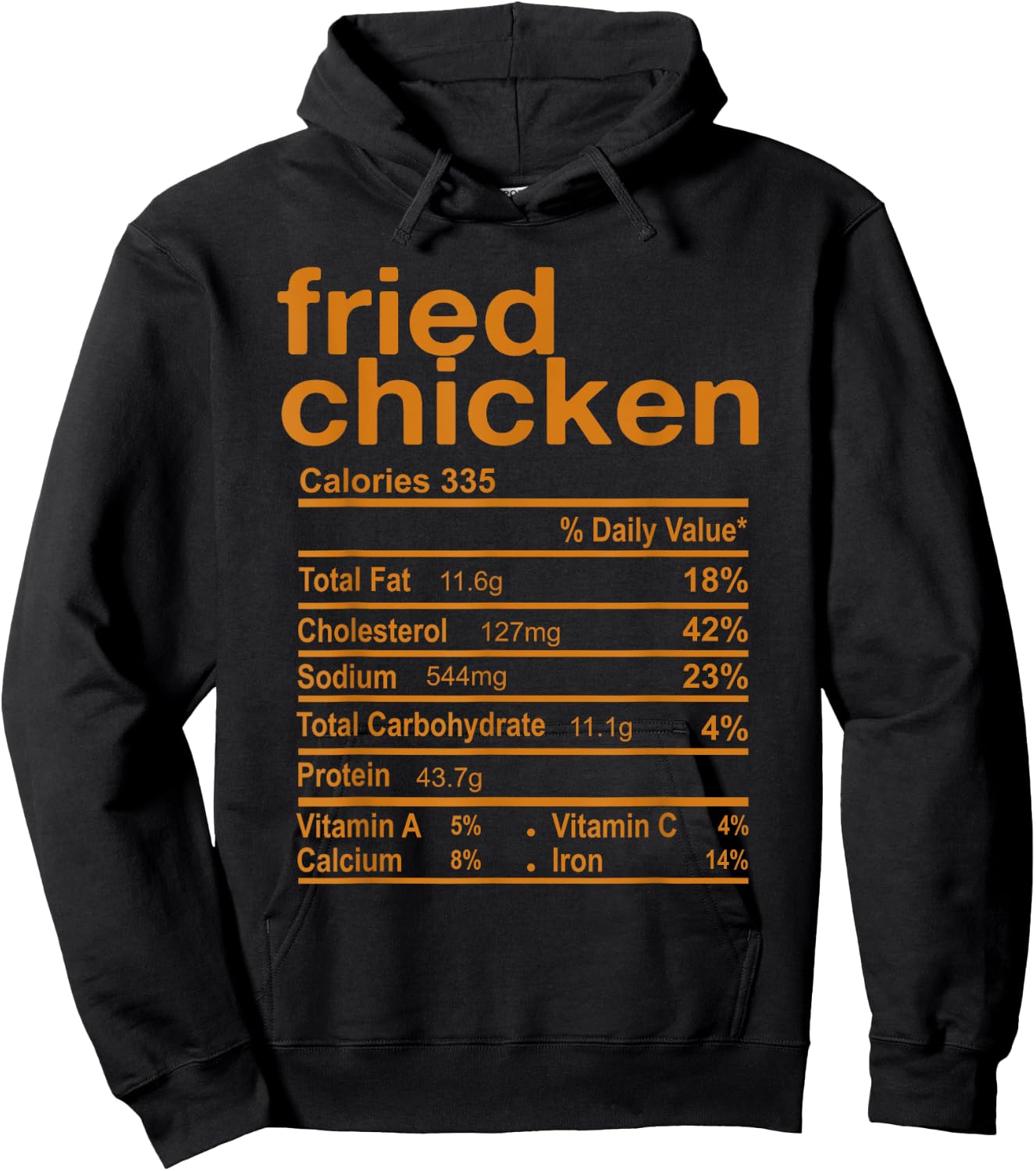 Fried Chicken Nutrition Facts Funny Thanksgiving Christmas Hoodie - Hoodie | Black