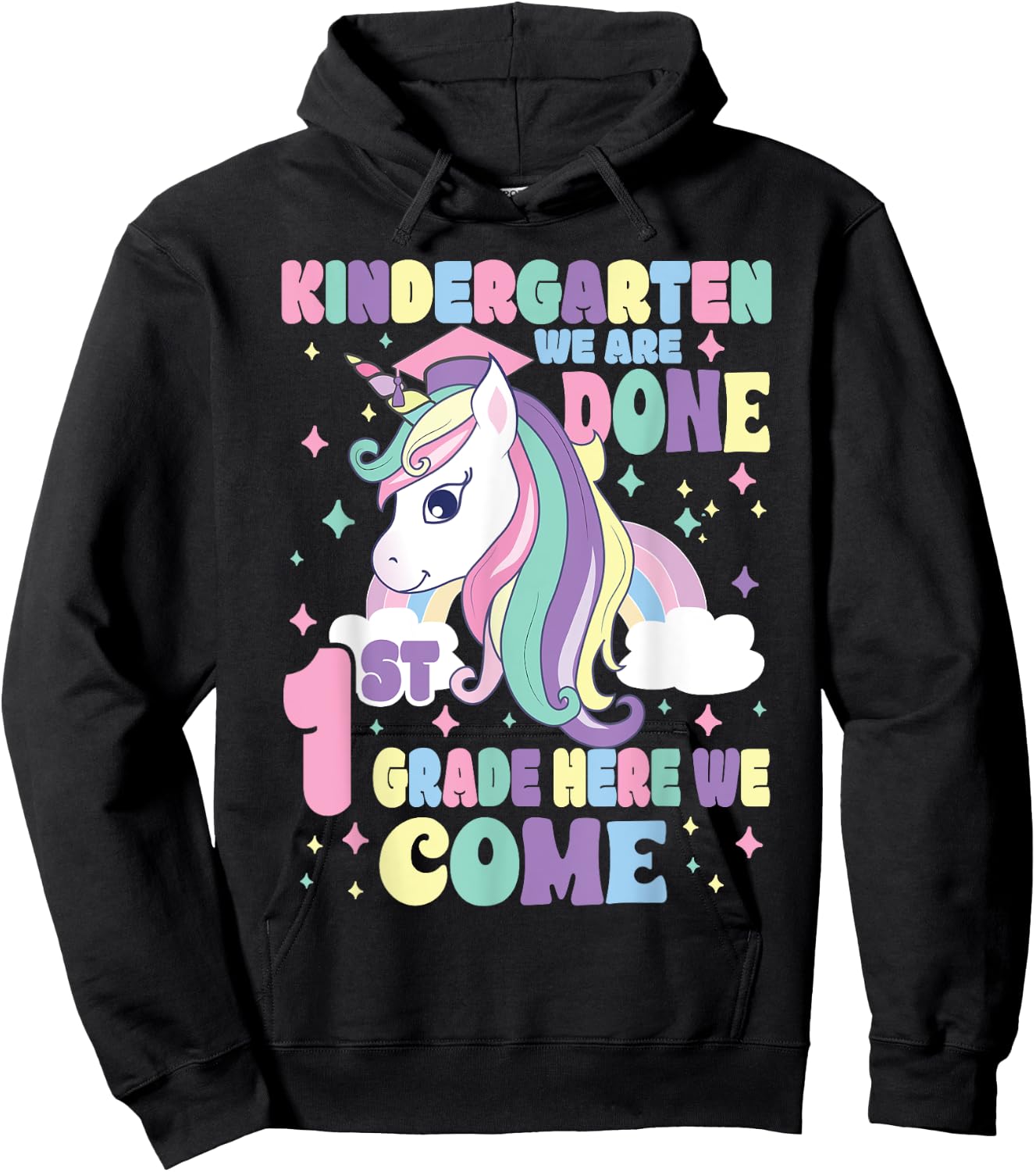 Kindergarten Graduation Magical Unicorn Girls Graduation Hoodie - Hoodie | Black