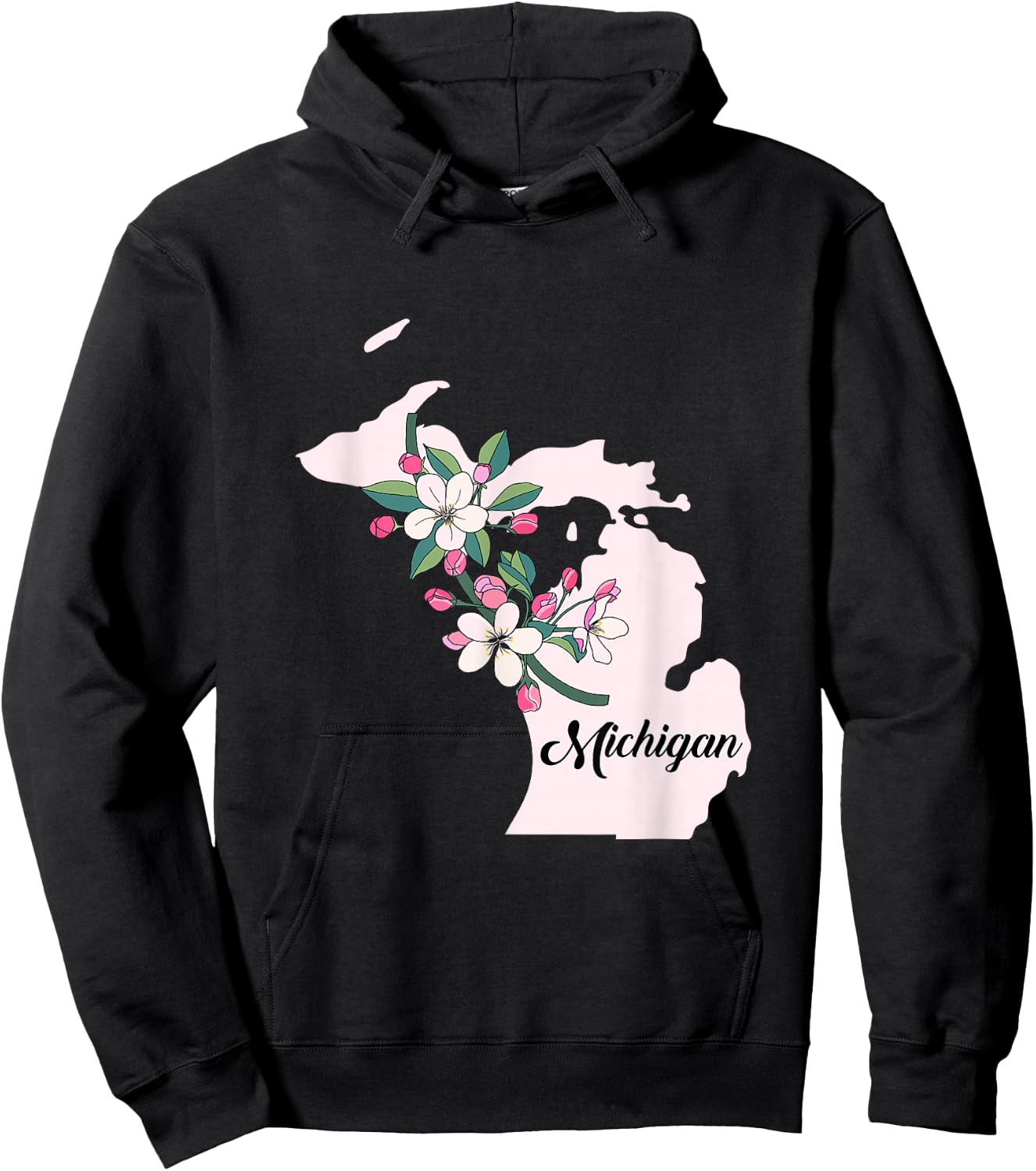 Michigan Flower Apple Blossom Hoodie - Hoodie | Black