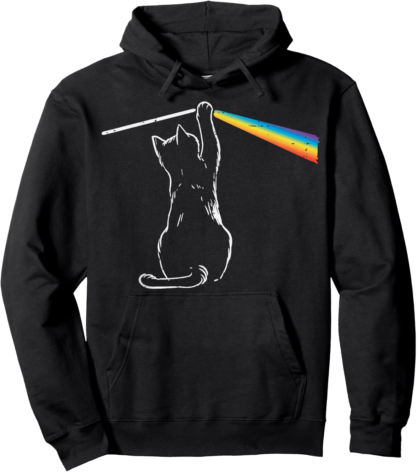 Cat Rainbow Light Cool Prism Science Spectral Men Women Kids Hoodie - Hoodie | Black