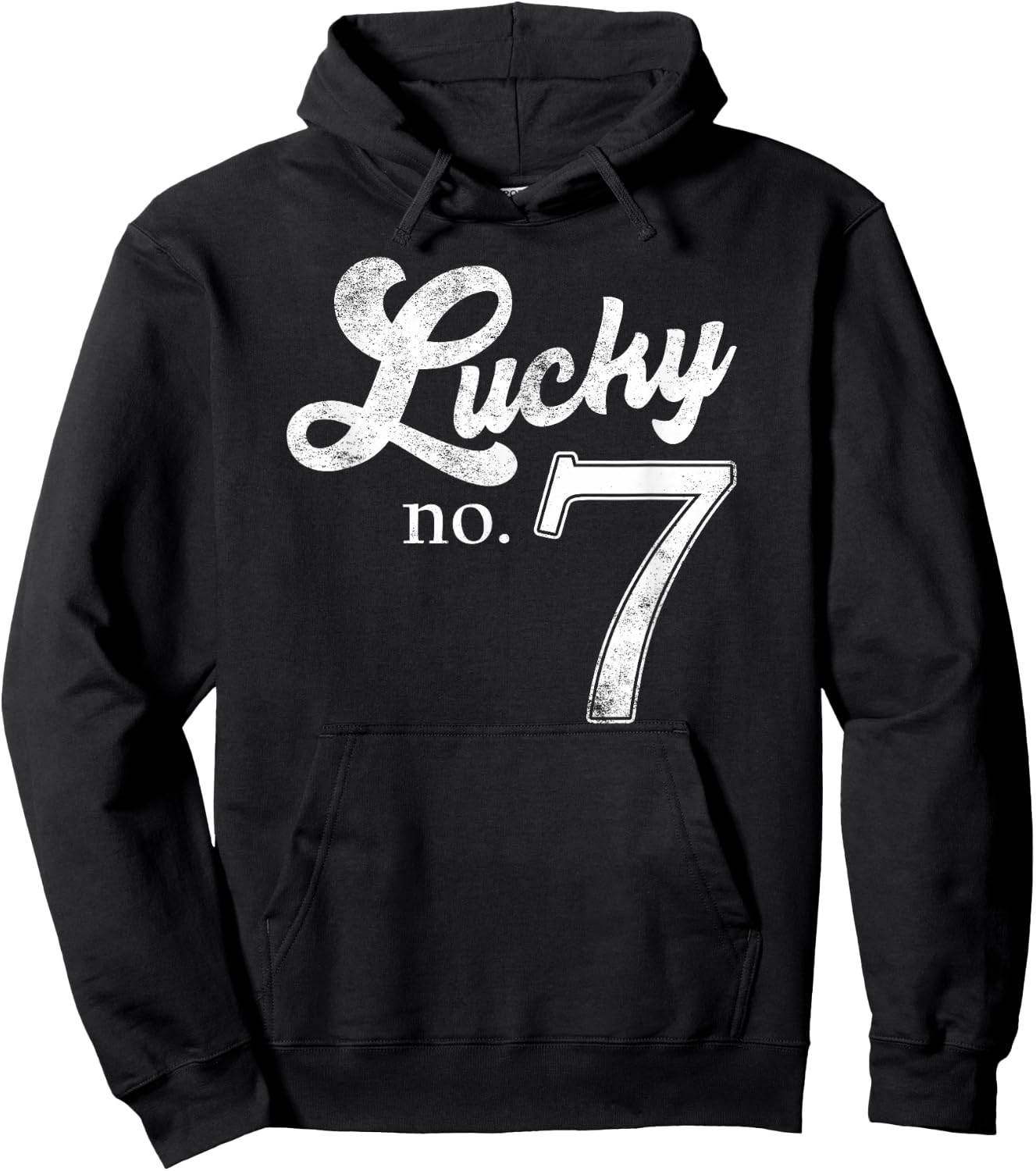 Lucky Number Seven Distressed Favourite Number Seven Hoodie - Hoodie | Black
