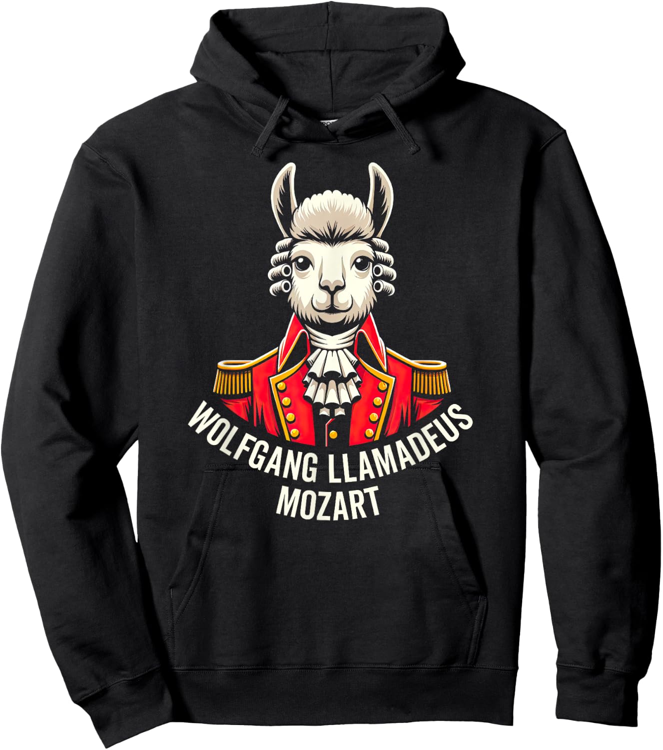 Wolfgang Llama Portrait Llamadeus Mozart Classical Music Hum Hoodie - Hoodie | Black