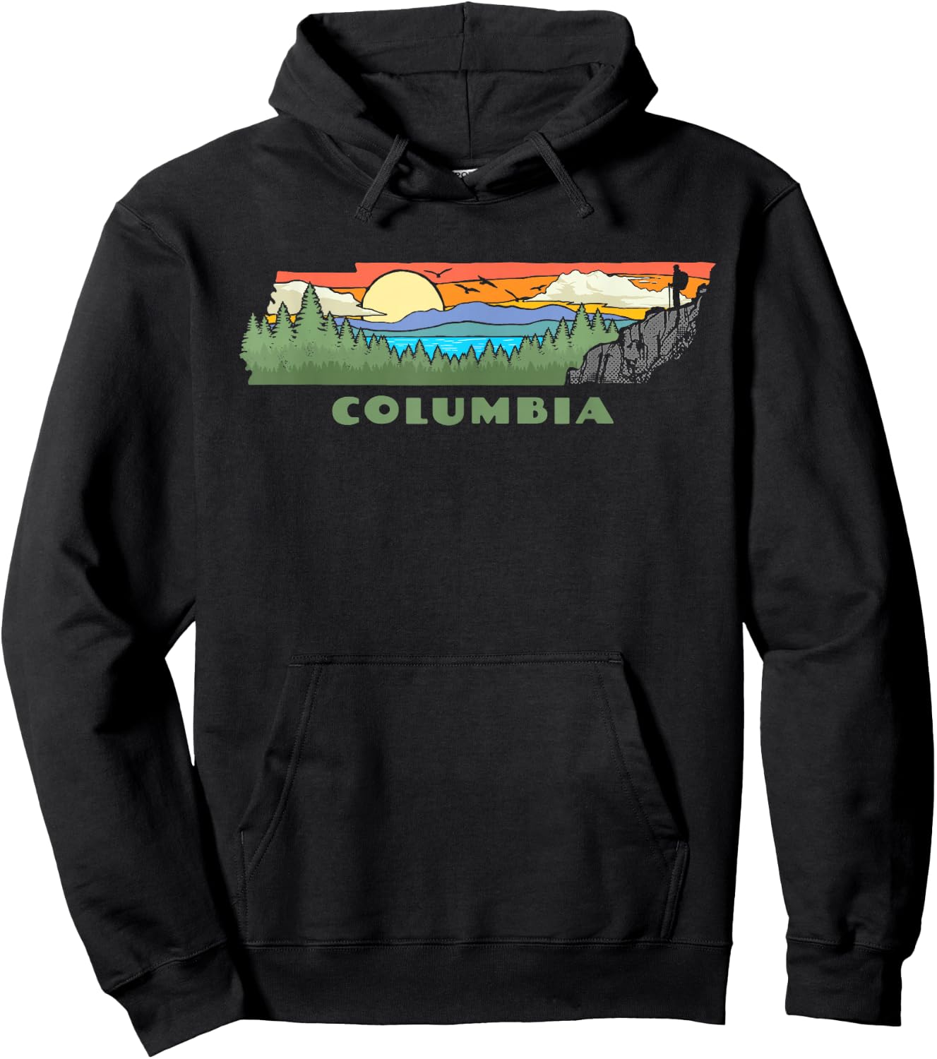 Columbia Tennessee Nature Outdoor Hiking Retro Hoodie - Hoodie | Black