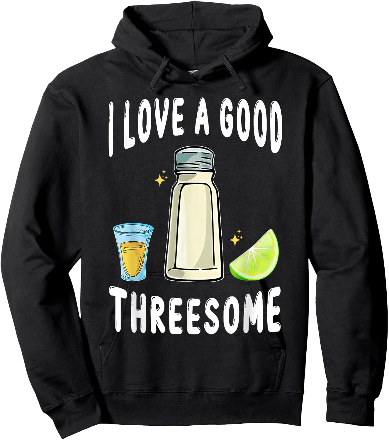 Salt Lime Tequila Threesome Bartender Bar Drink Taco Humor Hoodie - Hoodie | Black