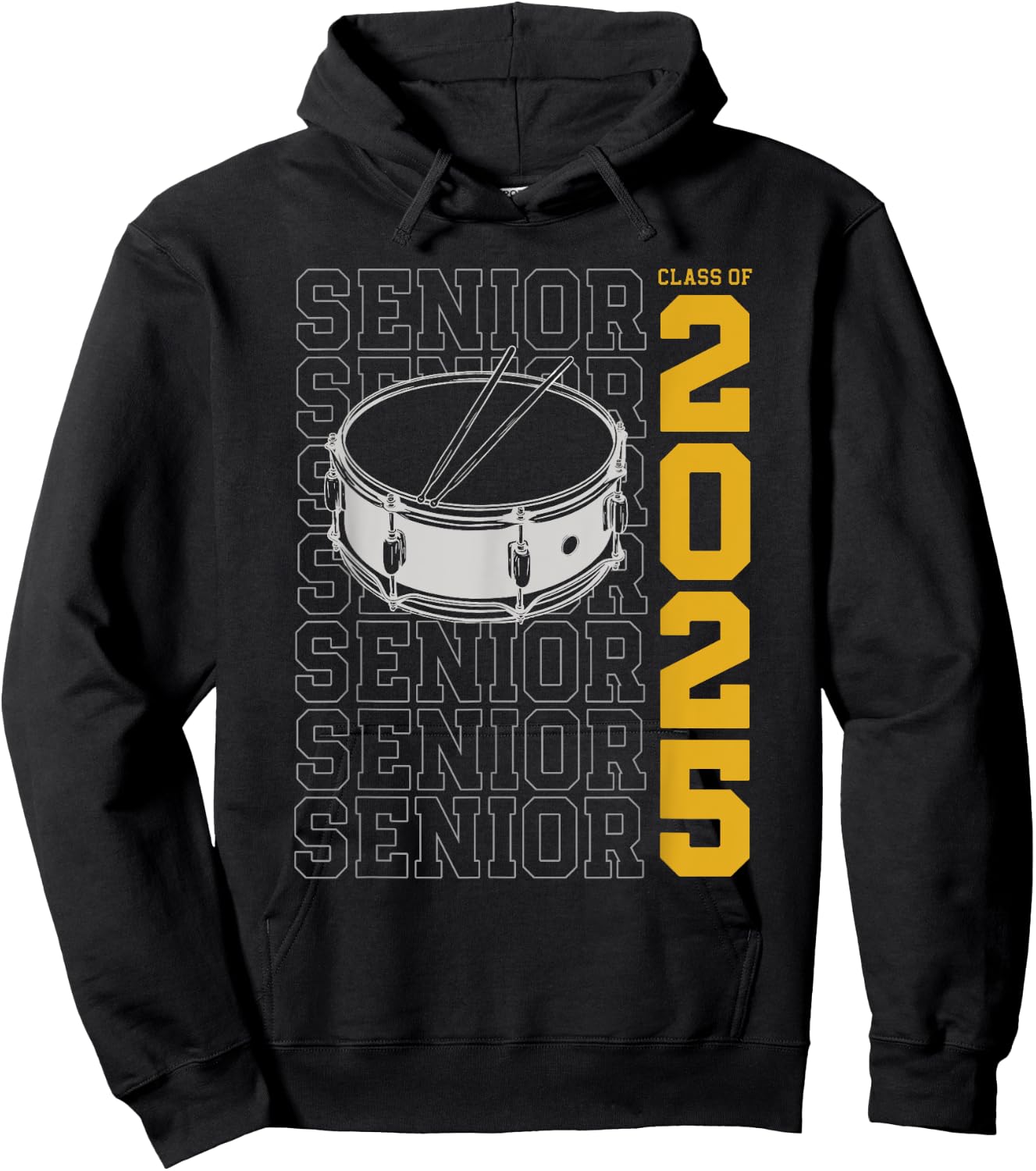 Class of 2025 Senior Drums for Drummer Or Percussionist Hoodie - Hoodie | Black