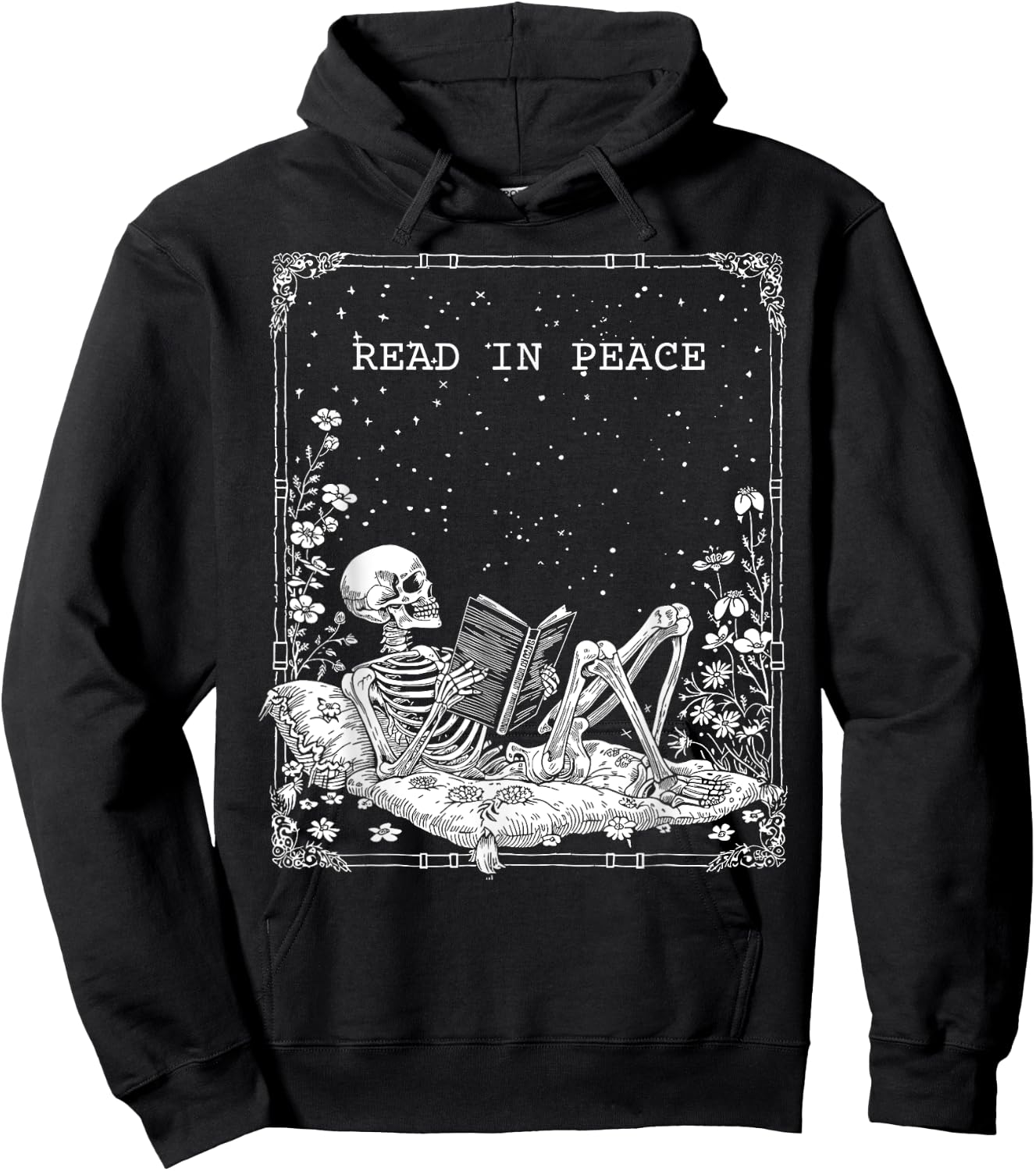 Read in Peace Skeleton Reading For Book Lover Kids Halloween Hoodie - Hoodie | Black