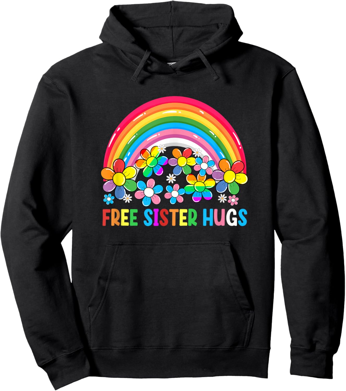 Free Sister Hugs Lgbt Gay Lesbian Transgender Pride Rainbow Hoodie - Hoodie | Black
