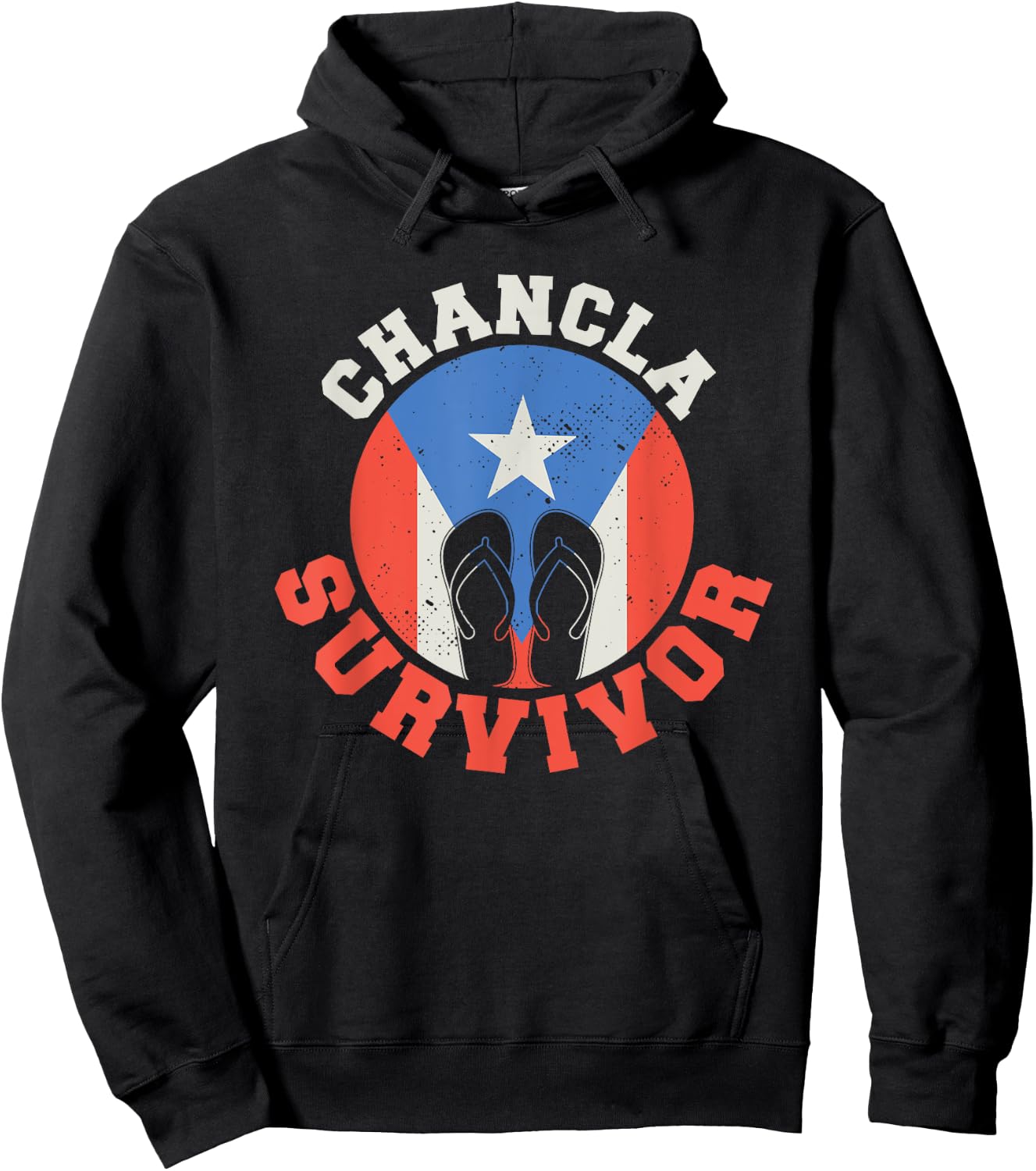 Chancla Survivor Puerto Rico Funny Spanish Joke Hoodie - Hoodie | Black