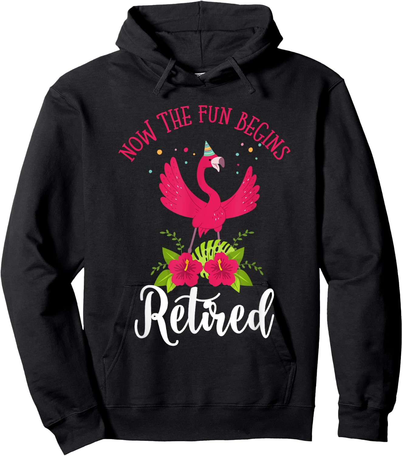 Retired Women or Retired Grandma or Flamingo Retirement 2022 Hoodie - Hoodie | Black
