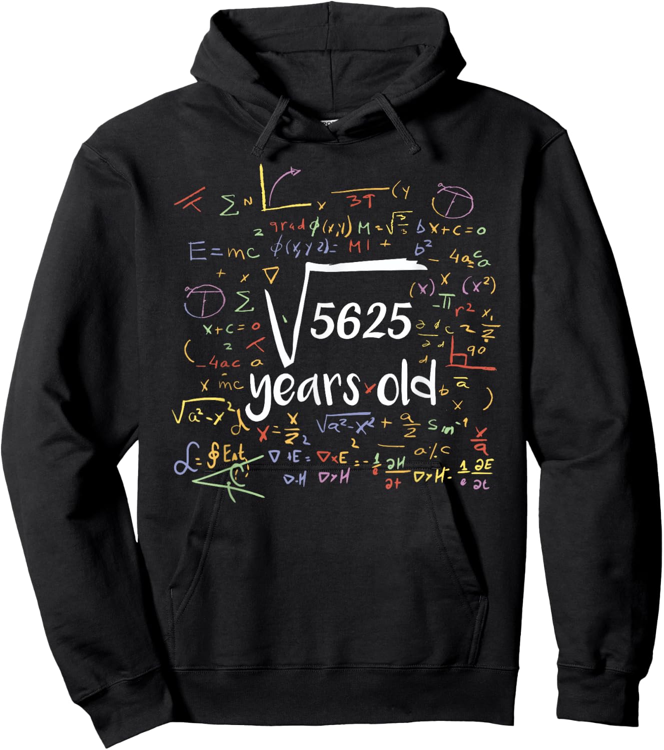 Square Root Of 5625 75 Years Old Celebrate Party Birthday Hoodie - Hoodie | Black