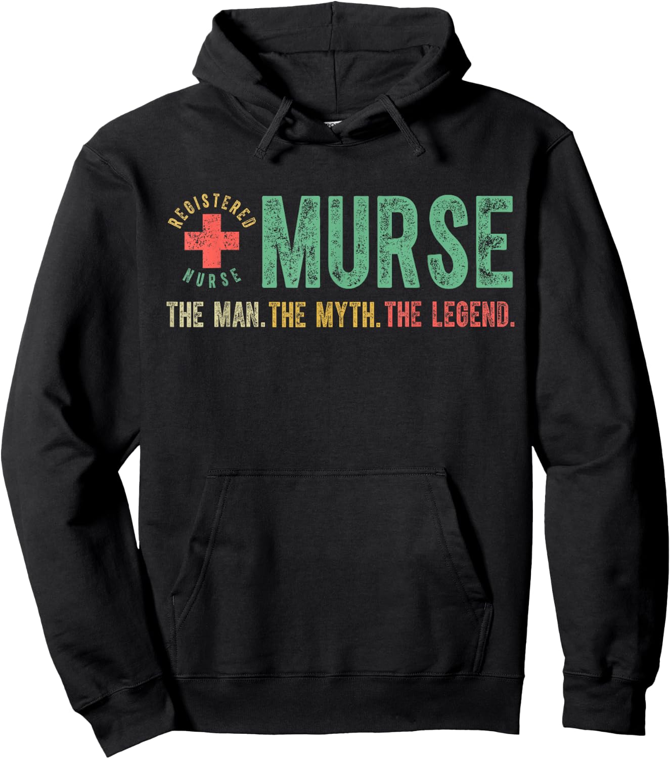 Vintage Murse The Man The Myth The Legend Registered Nurse Hoodie - Hoodie | Black