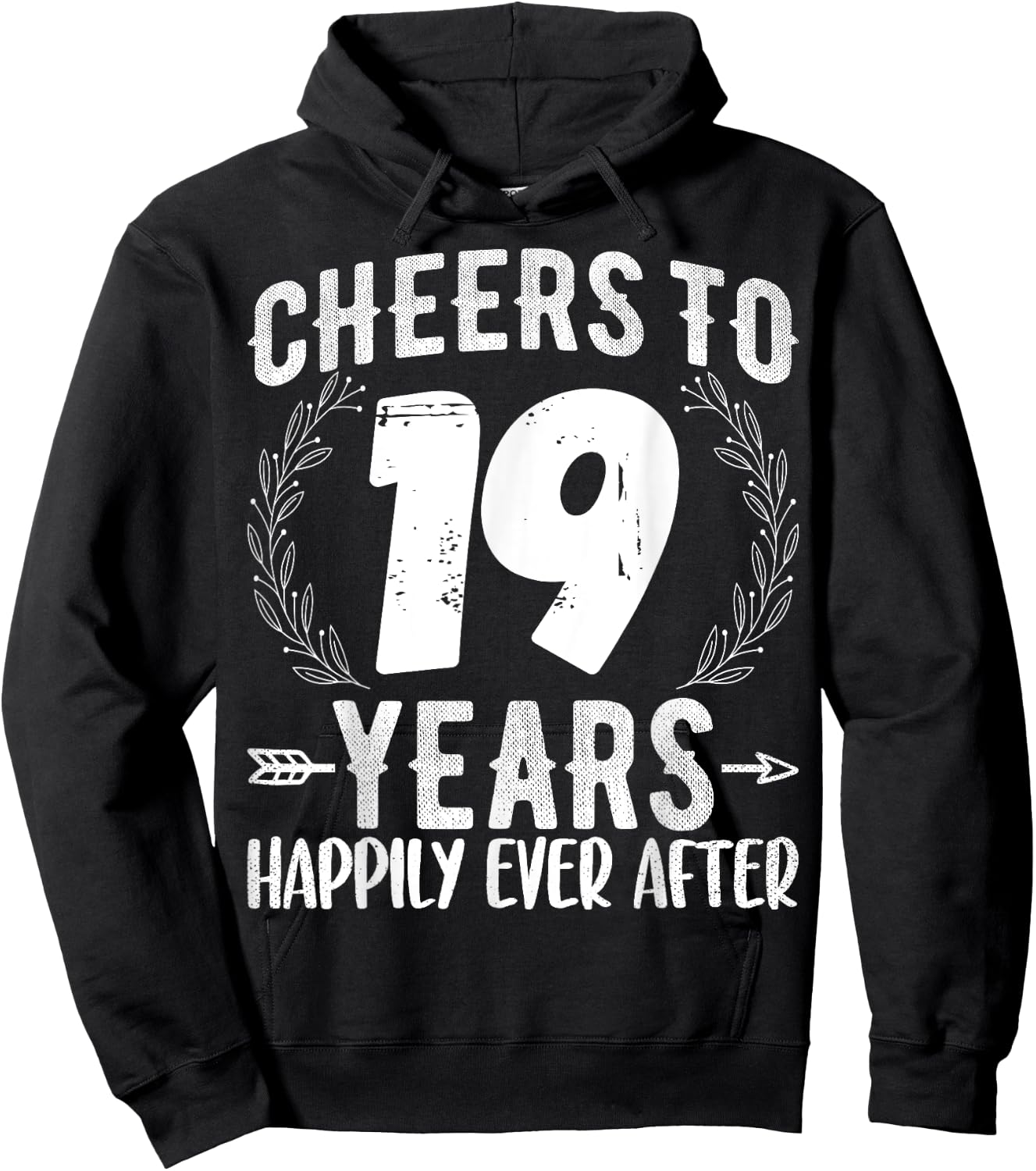 Cheers to 19 Years Happily - 19th Anniversary Husband Wife Hoodie - Hoodie | Black