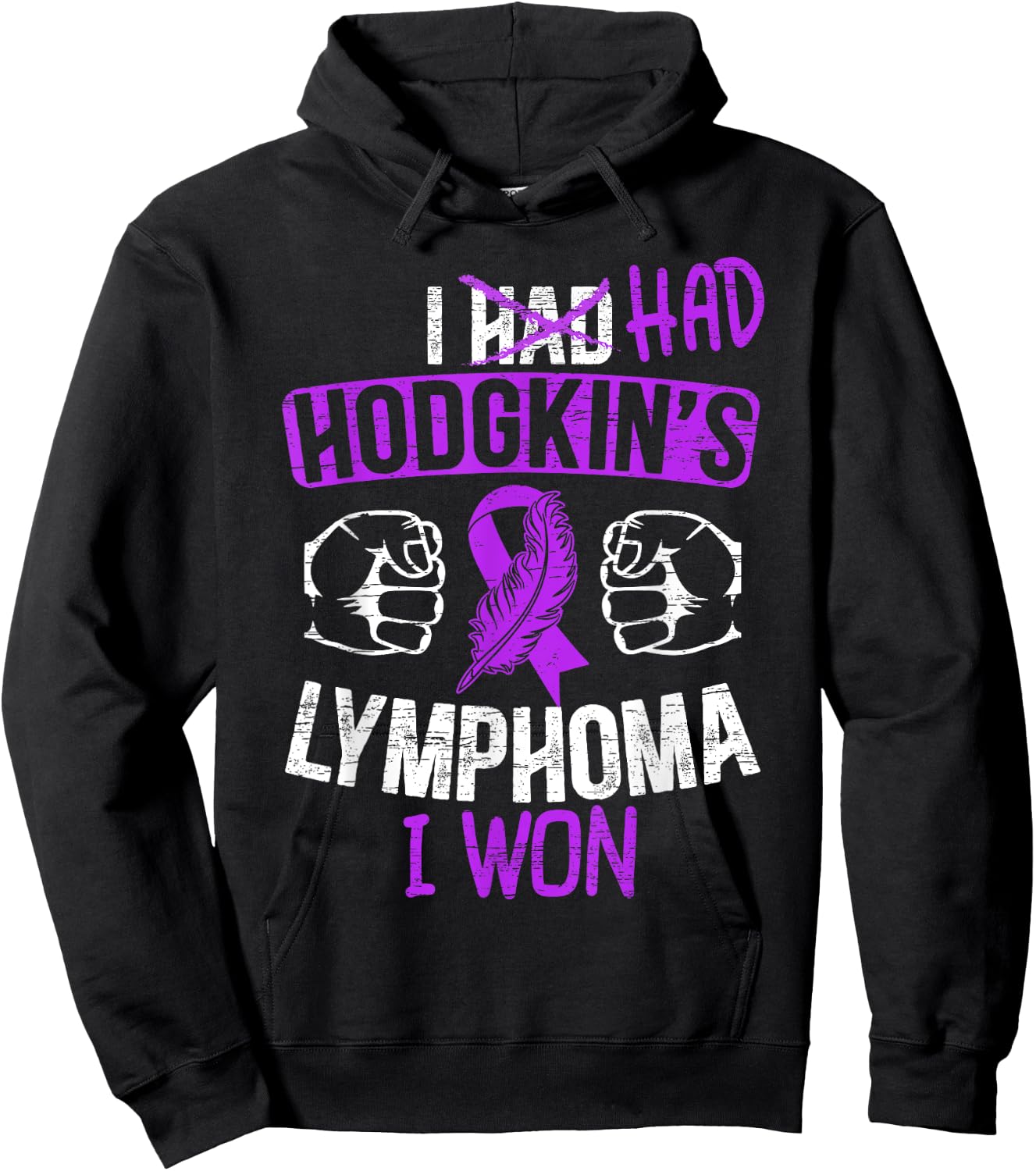 Hodgkin Lymphoma Awareness SteMi Apparel -Adults Black Modern Awareness Awareness Ribbon Graphic Cotton Blend Short Sleeve Small Hoodie - Hoodie | Black