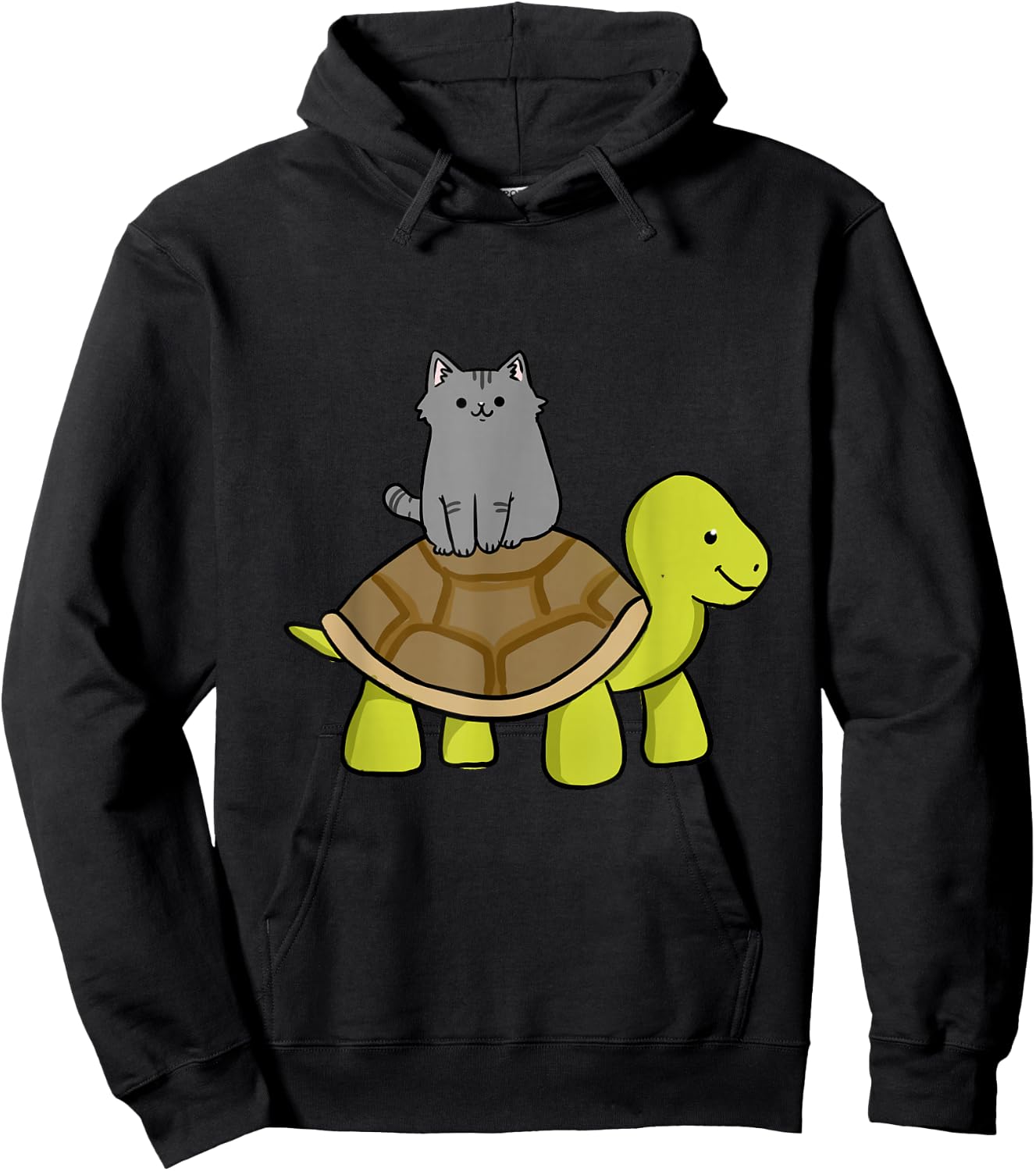 Cat Riding Turtle Cat Lover Gift Hoodie - Hoodie | Black