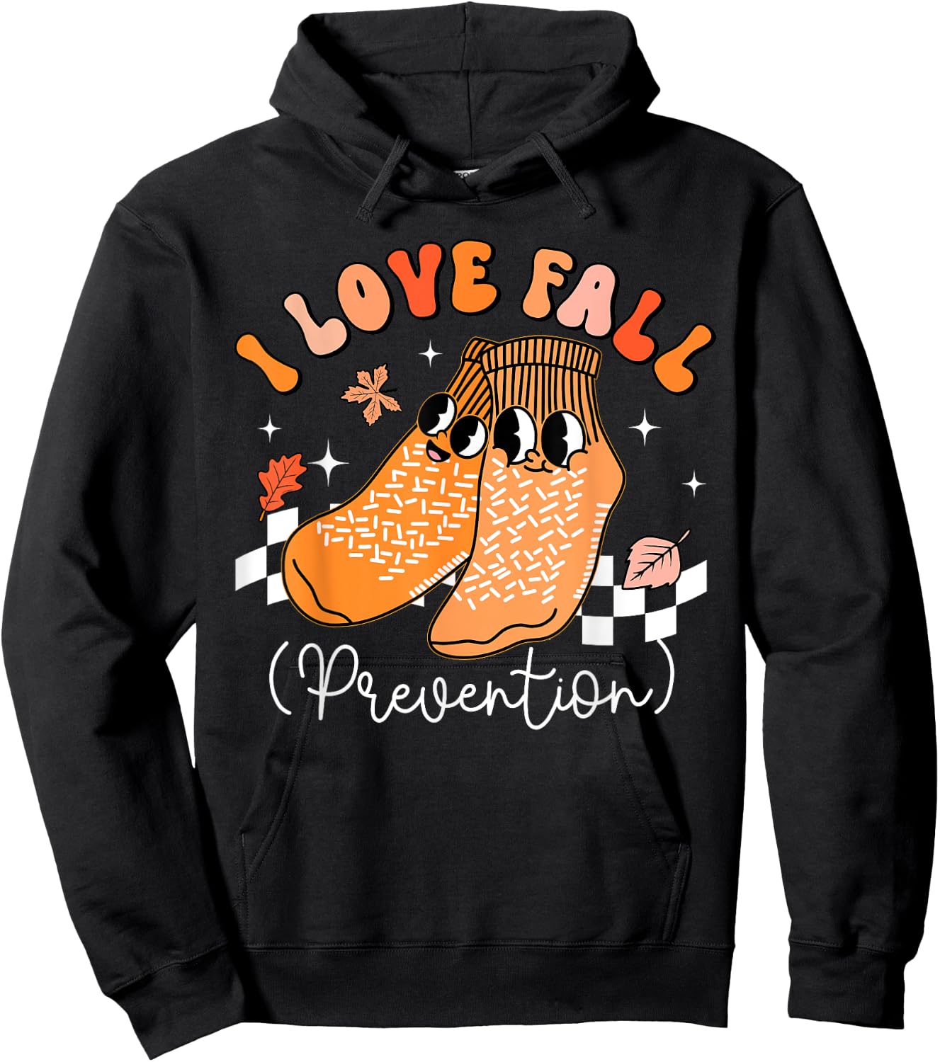 I Love Fall Prevention Socks Thanksgiving Autumn Leaves Hoodie - Hoodie | Black