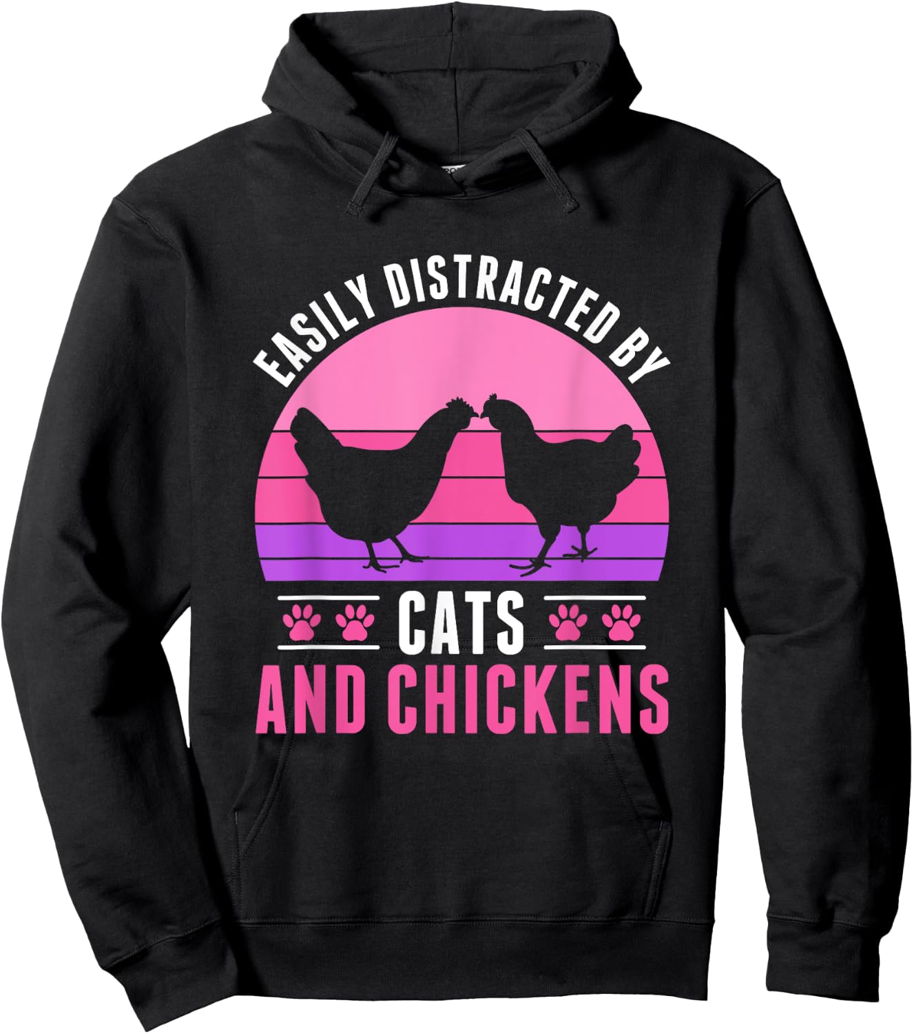 Easily Distracted by Chickens and Cats Chicken Farmer Hoodie - Hoodie | Black