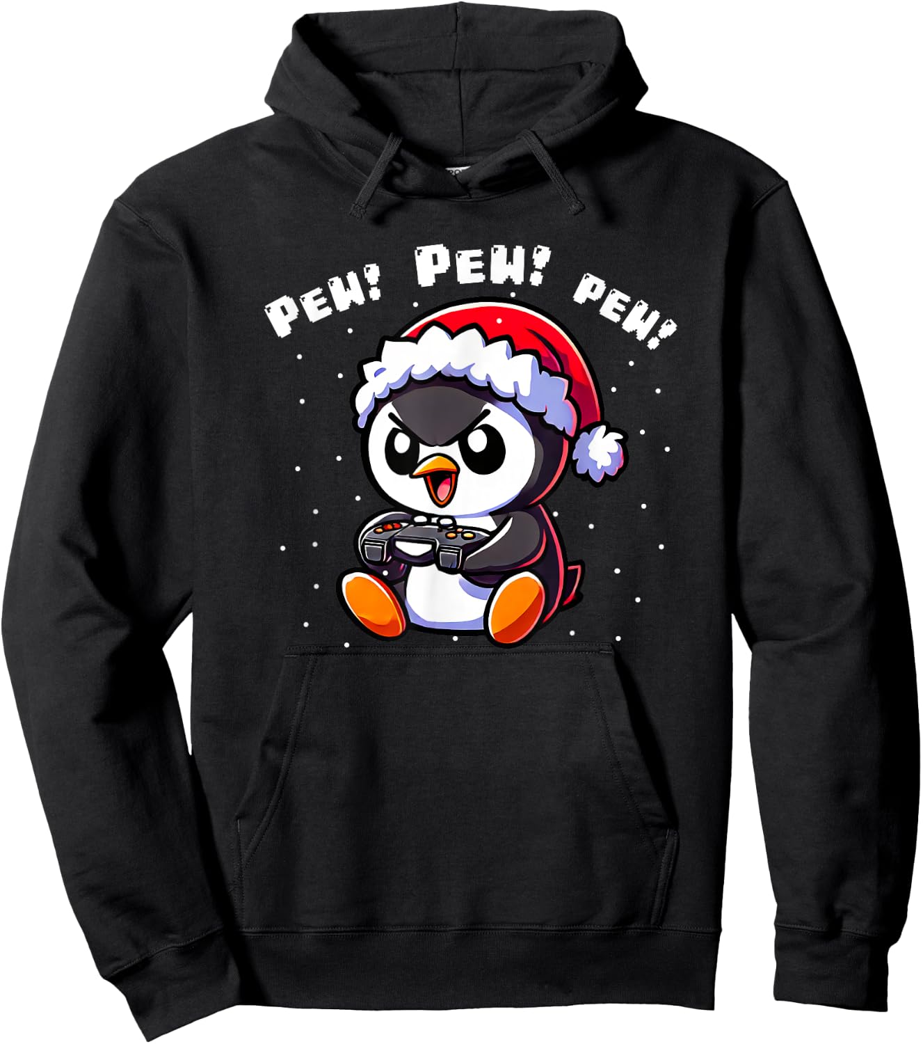 XmasByAxisone2024 Funny Penguin Gamer Pew Video Game Christmas Boys Kids Hoodie - Hoodie | Black