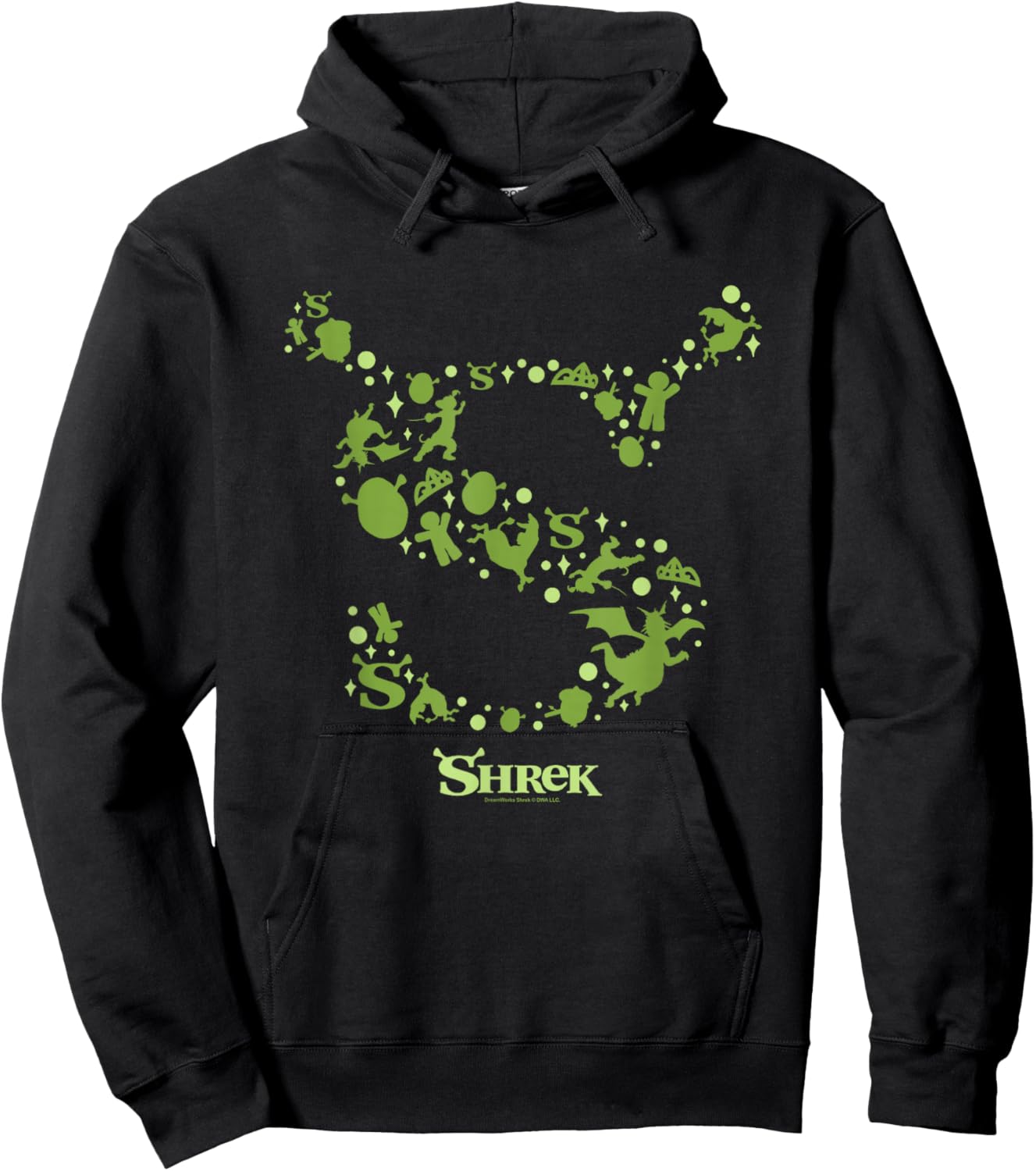 Shrek Character Silhouettes Iconic S Logo Hoodie - Hoodie | Black