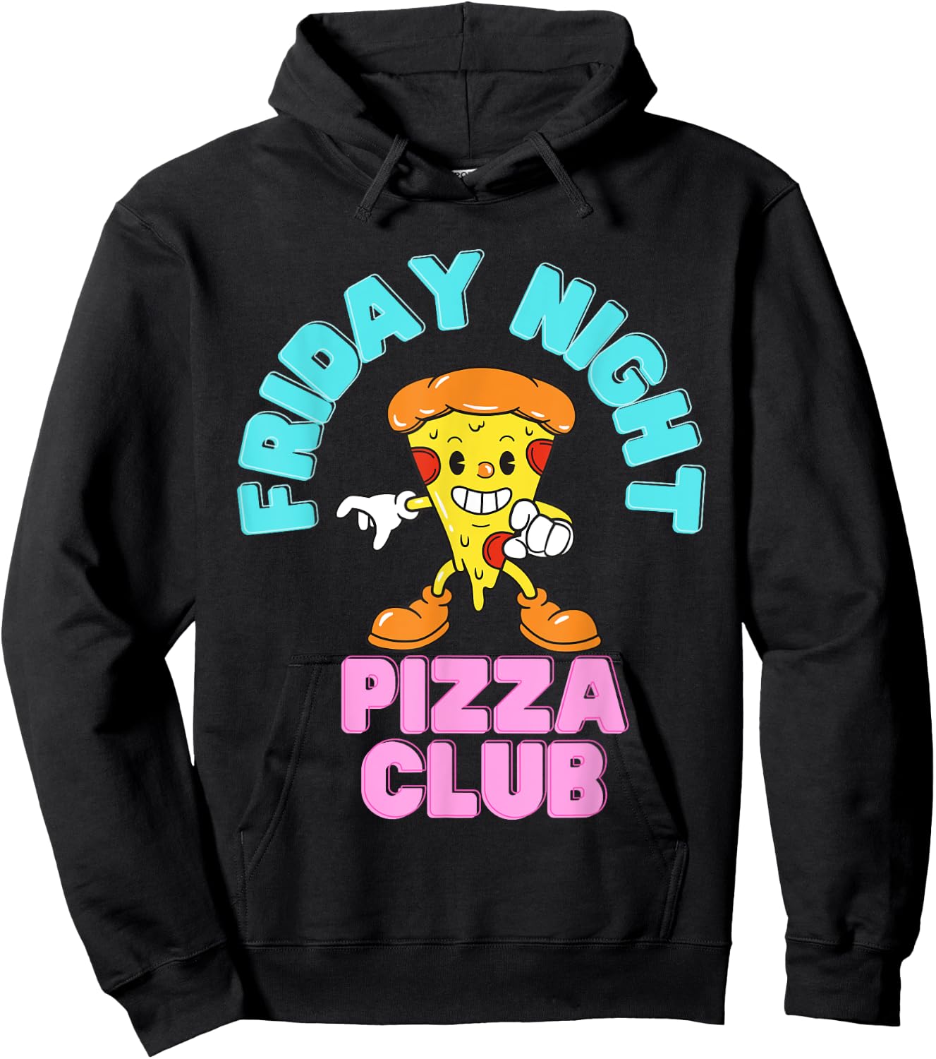 Friday Night Pizza Club Funny Italian Food Hoodie - Hoodie | Black