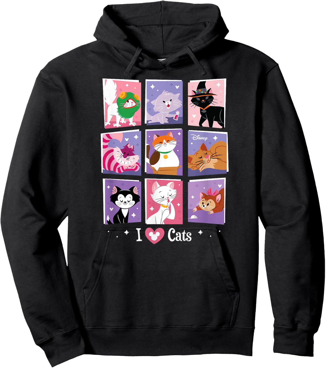 Disney - I Heart Cats Grid Hoodie - Hoodie | Black