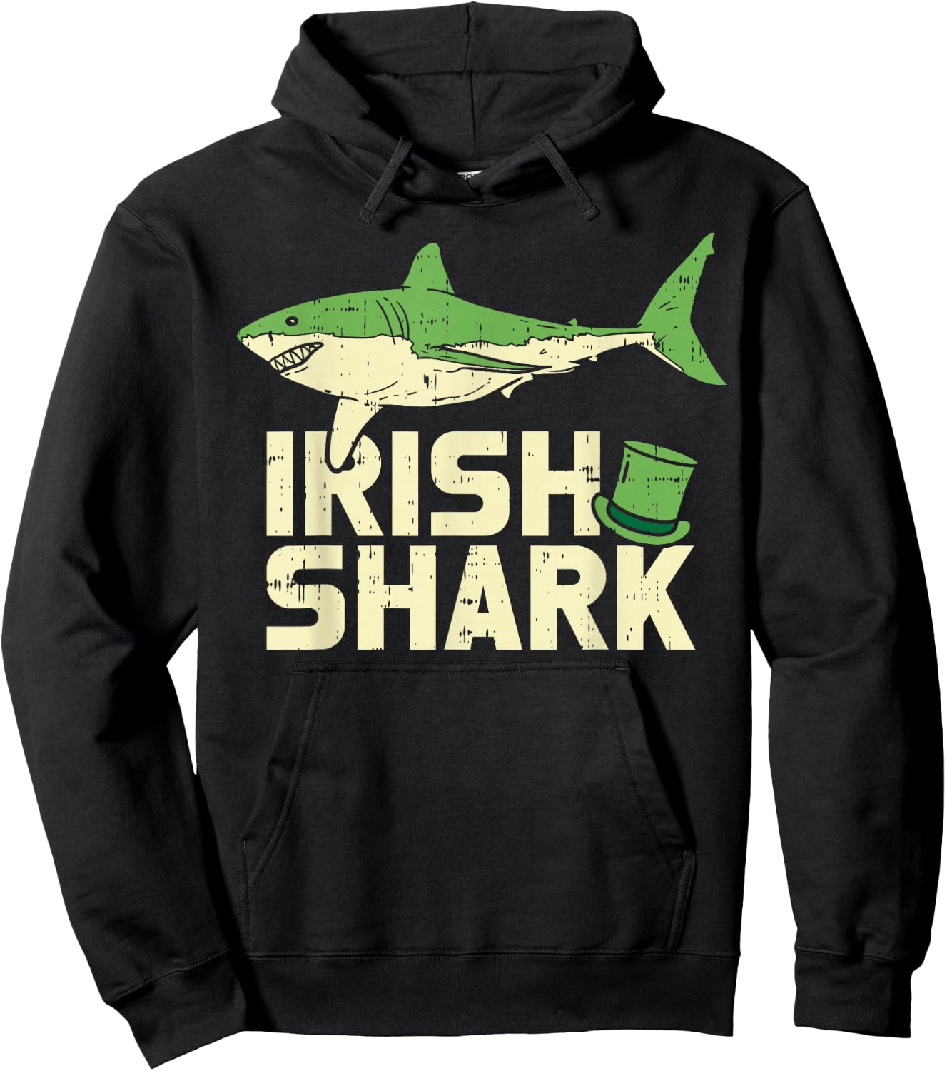 Green Irish Shark Funny St Patricks Day Animal Boys Gift Hoodie - Hoodie | Black