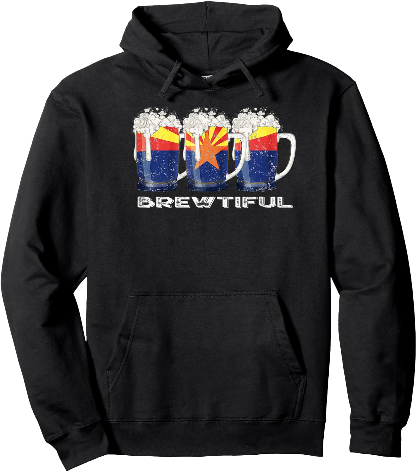 Beer Lover Funny Brewtiful AZ Arizona State Flag Hoodie - Hoodie | Black