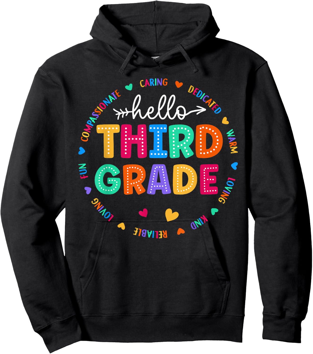 Third Grade Hello Back To School 3rd Grade Teacher Student Men Women Girls Kids Hoodie - Hoodie | Black