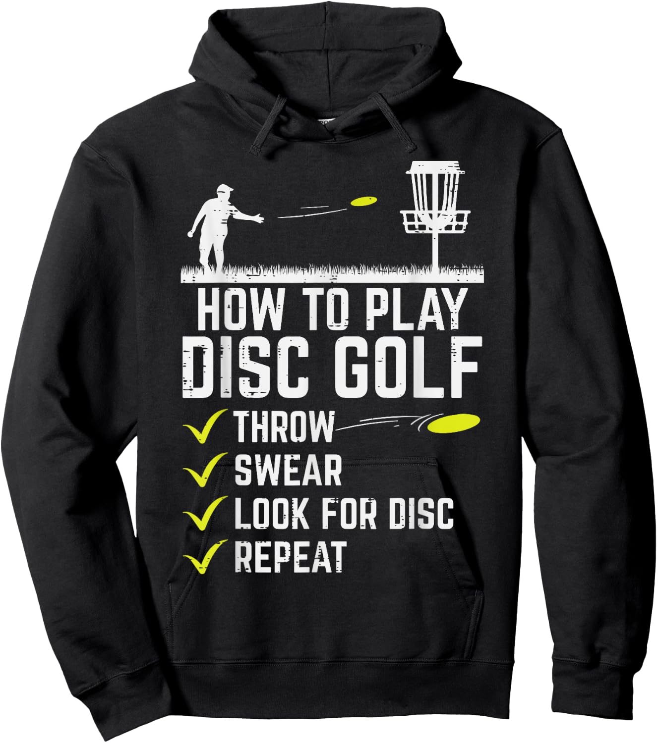 How To Play Disc Golf Throw Frisbee Frolf Joke Men Women Hoodie - Hoodie | Black