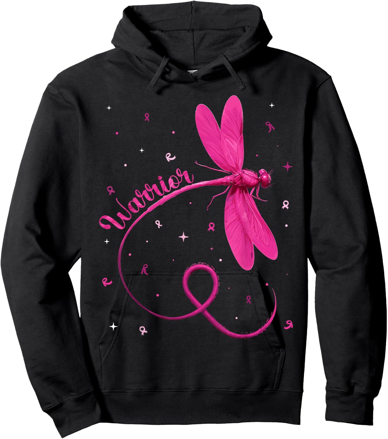 Pink Dragonfly Breast Cancer Warrior Hoodie - Hoodie | Black