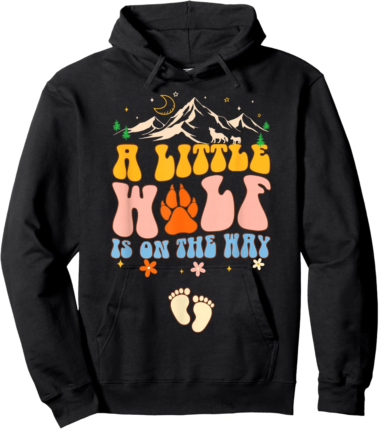 Pregnancy Announcement Mommy Little A Wolf Is On The Way Hoodie - Hoodie | Black