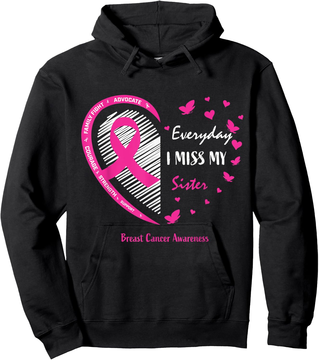 Remembrance Gifts Memory Of Sister Breast Cancer Awareness Hoodie - Hoodie | Black