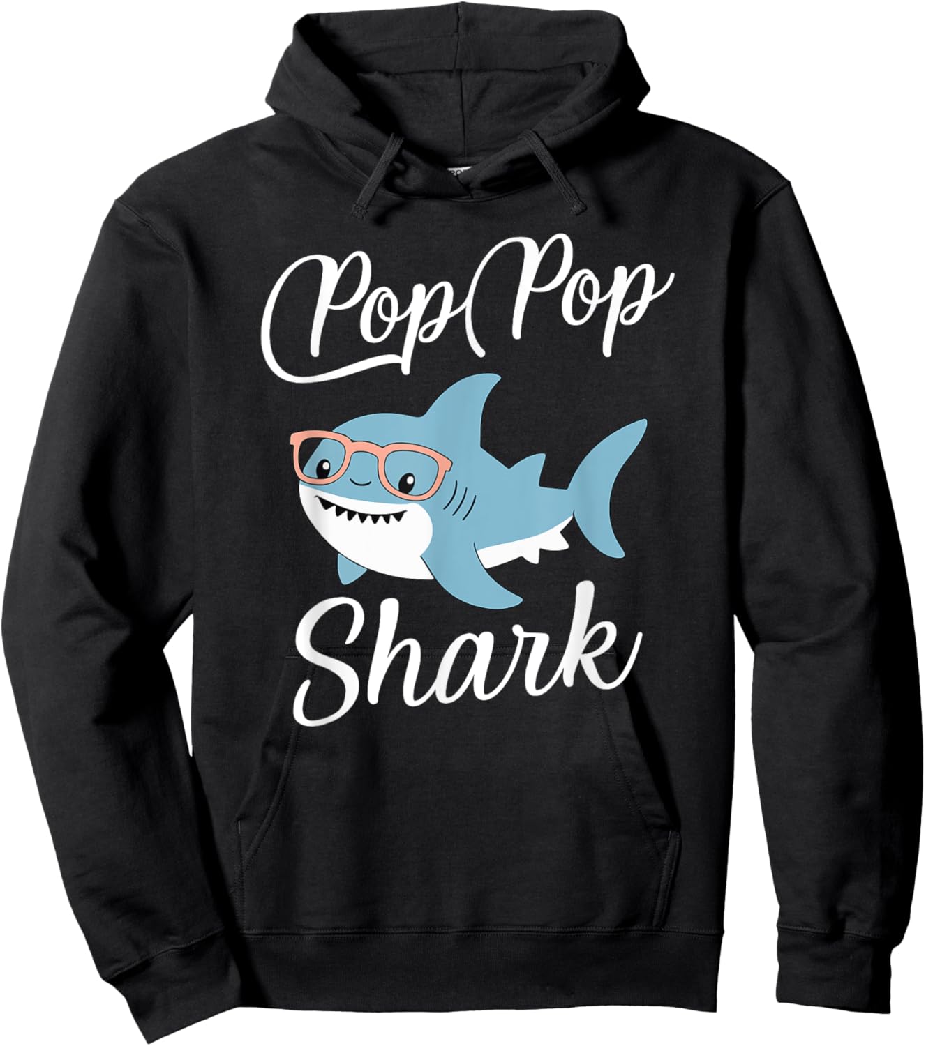 Pop-Pop Shark Funny Matching Family Grandpa PopPop Hoodie - Hoodie | Black