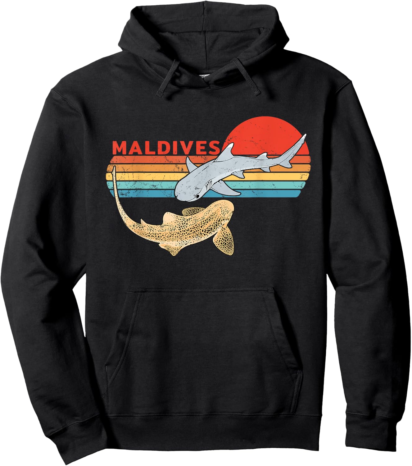 Zebra Shark Maldives Diving Retro Hoodie - Hoodie | Black