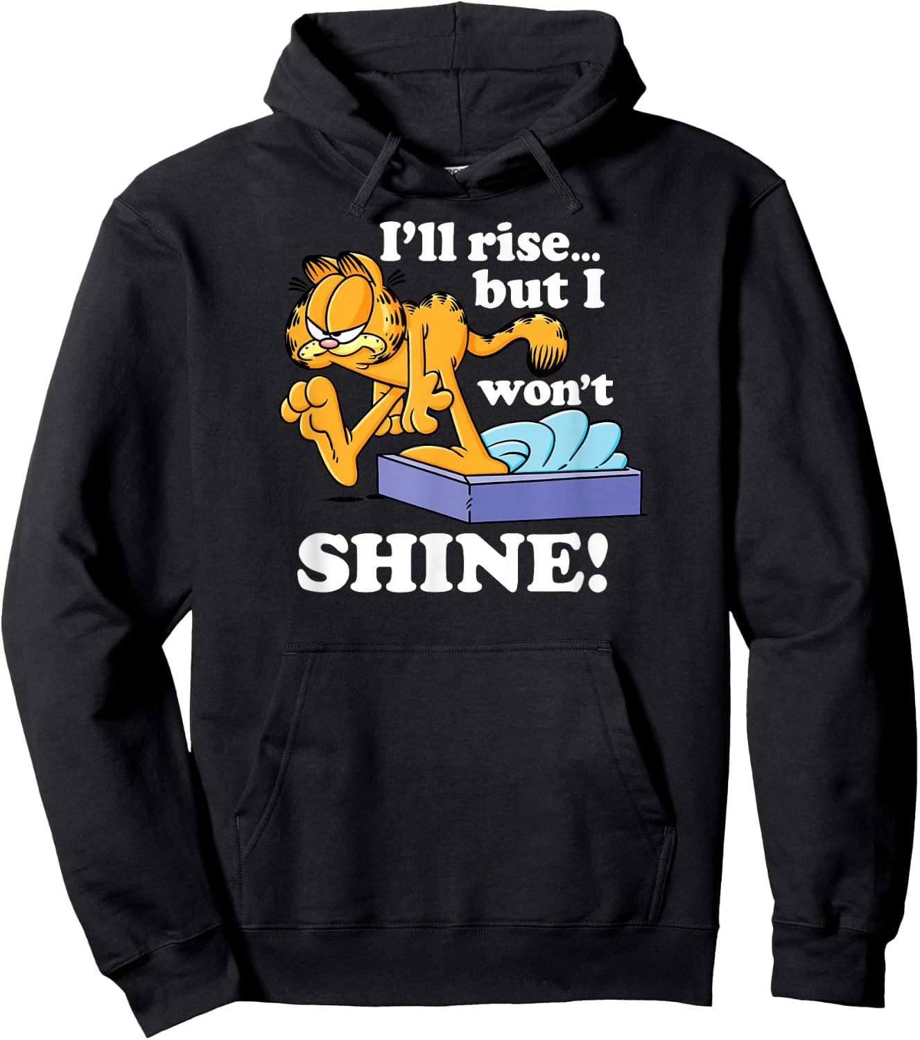 Garfield - I'll Rise But I Won't Shine, Grumpy Graphic Hoodie - Hoodie | Black