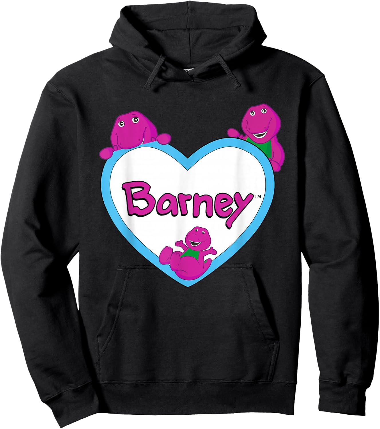 Barney - White and Blue Heart Hoodie - Hoodie | Black