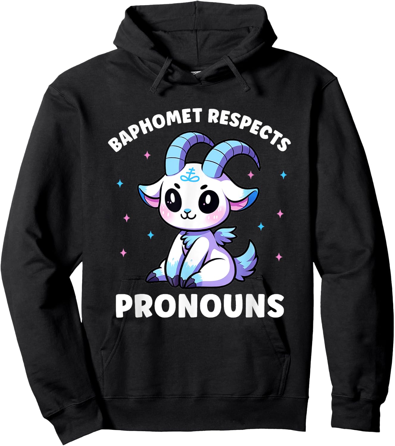 Transgender Baphomet Respects Pronouns Trans Pride Hoodie - Hoodie | Black