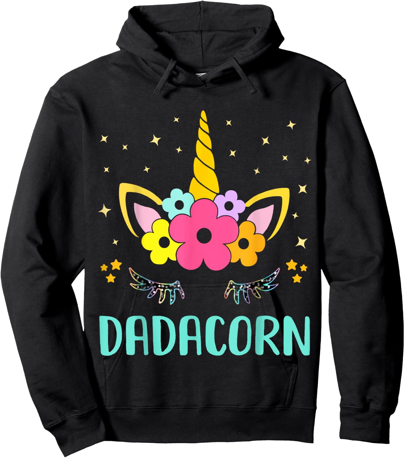 Dadacorn Dadicorn Daddycorn Unicorn Dad kids Fathers Day Hoodie - Hoodie | Black