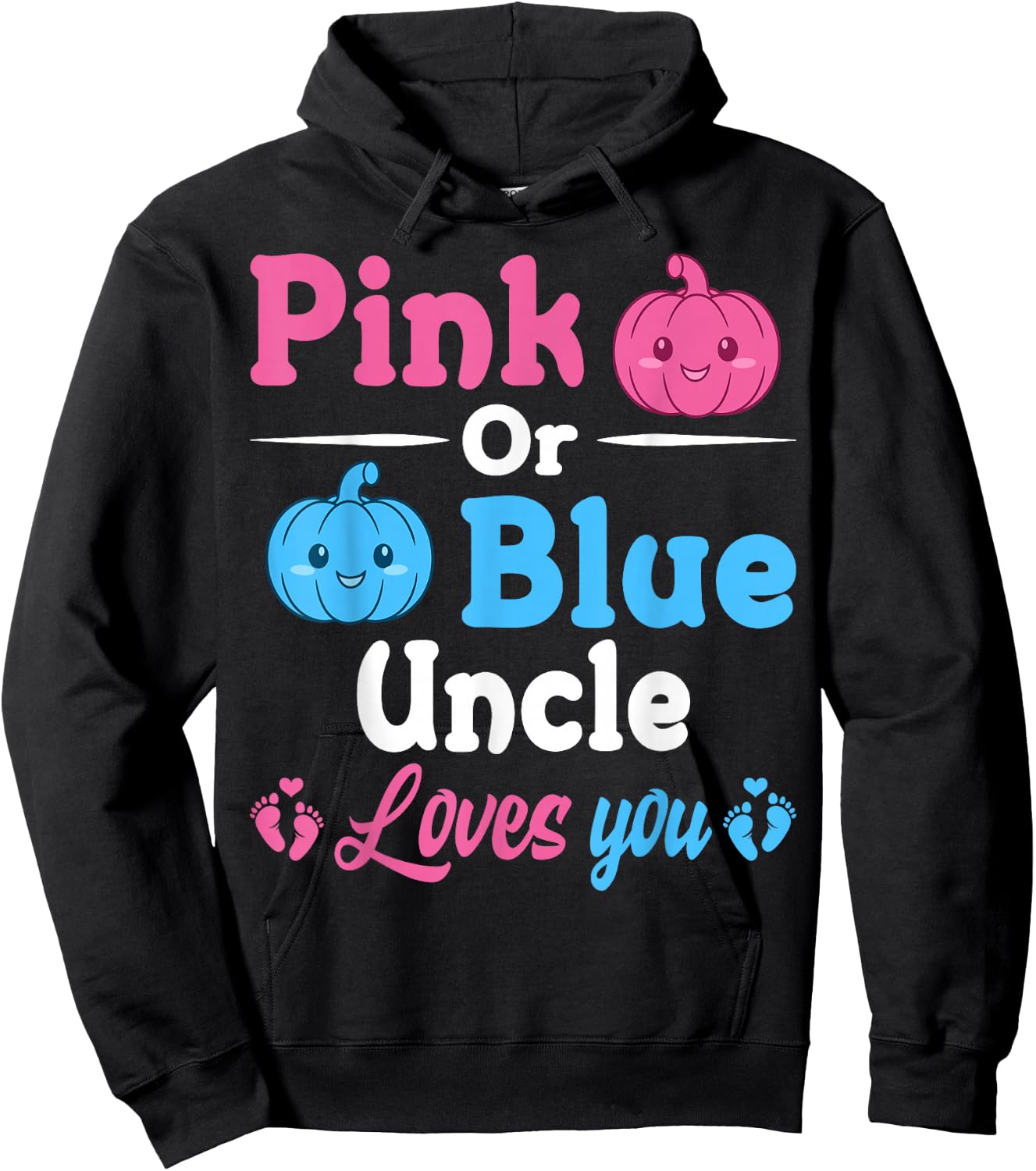 Pink Or Blue Uncle Loves You Halloween Gender Reveal Party Hoodie - Hoodie | Black