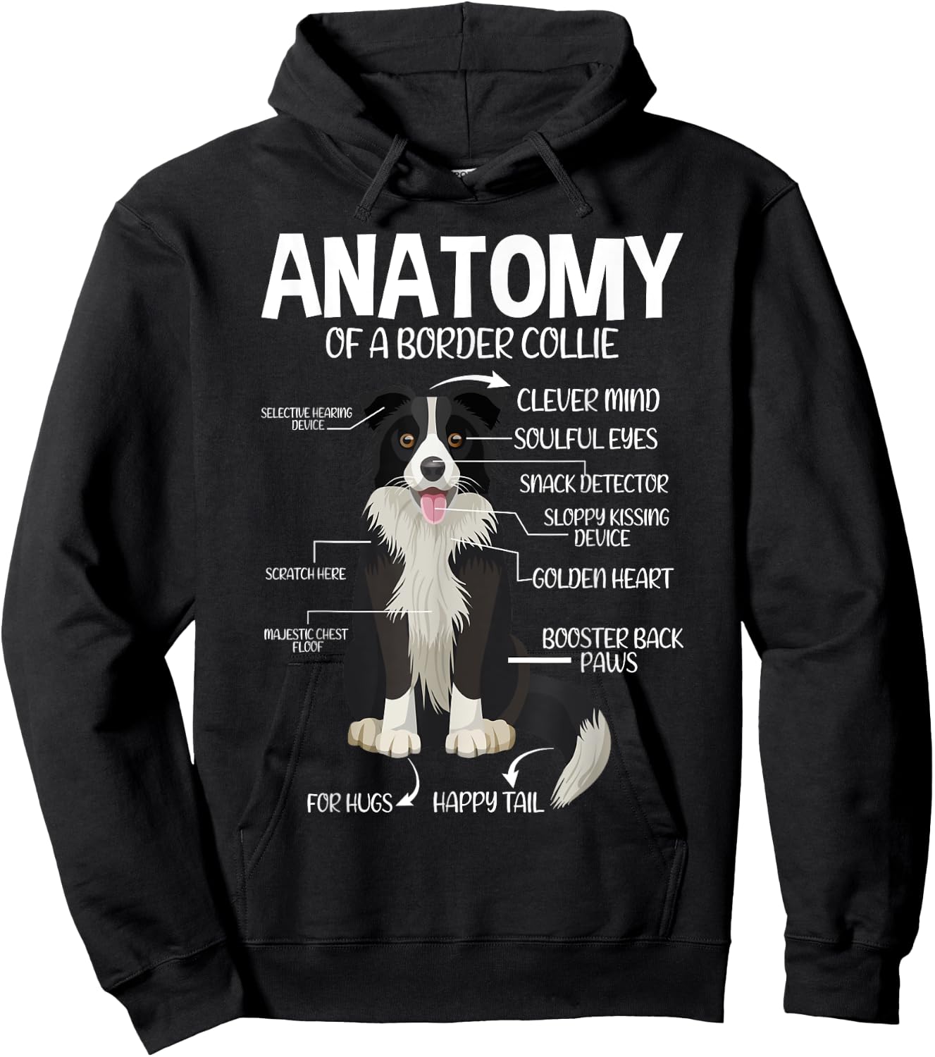 Funny Anatomy Border Collie Dog Lover Hoodie - Hoodie | Black