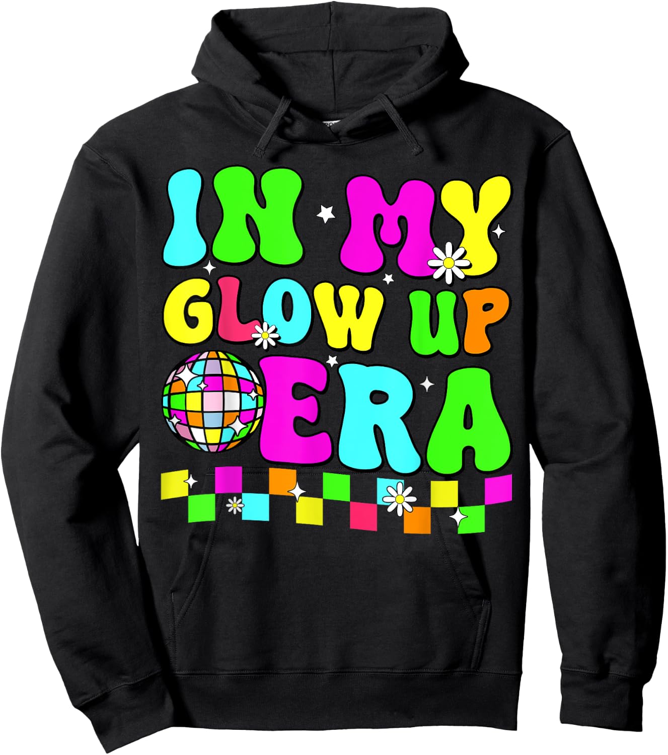 In My Glow Up Era Groovy Retro Colorful Boys Girls Kids Hoodie - Hoodie | Black