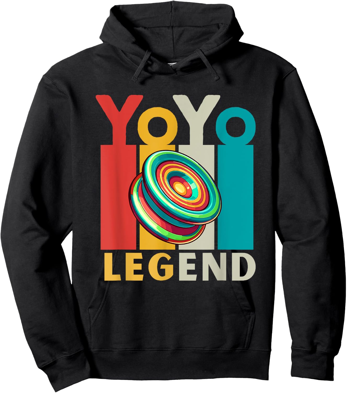 Yo-Yo Player Toy | Vintage Lettering Yoyo Legend Hoodie - Hoodie | Black