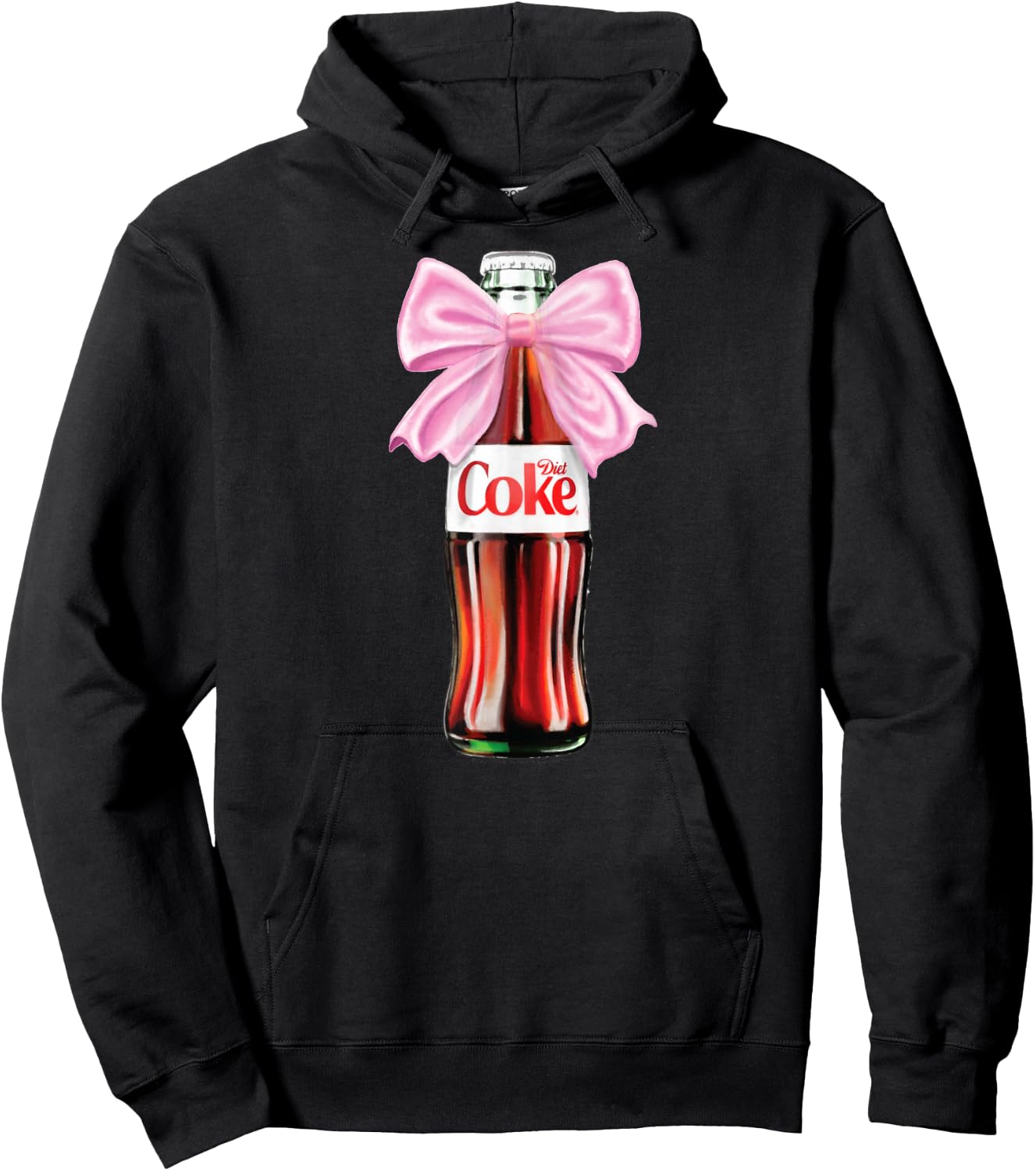 Diet Coke - Classic Bottle with Pink Coquette Bow Hoodie - Hoodie | Black