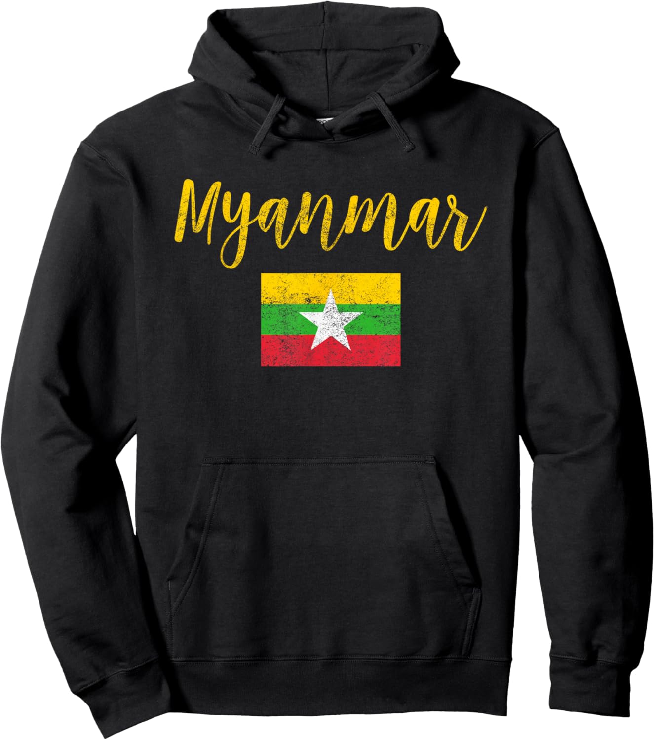 Myanmar Myanmar Flag Vintage Hoodie - Hoodie | Black