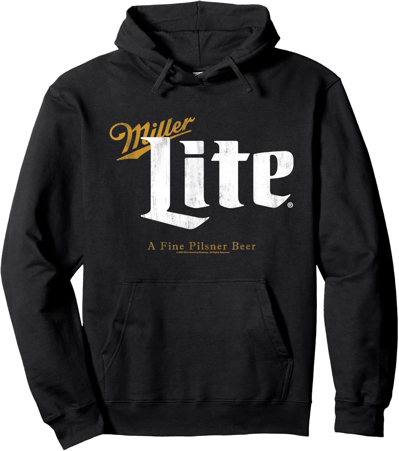 Miller Lite A Fine Pilsner Vintage Gold Beer Label Hoodie - Hoodie | Black