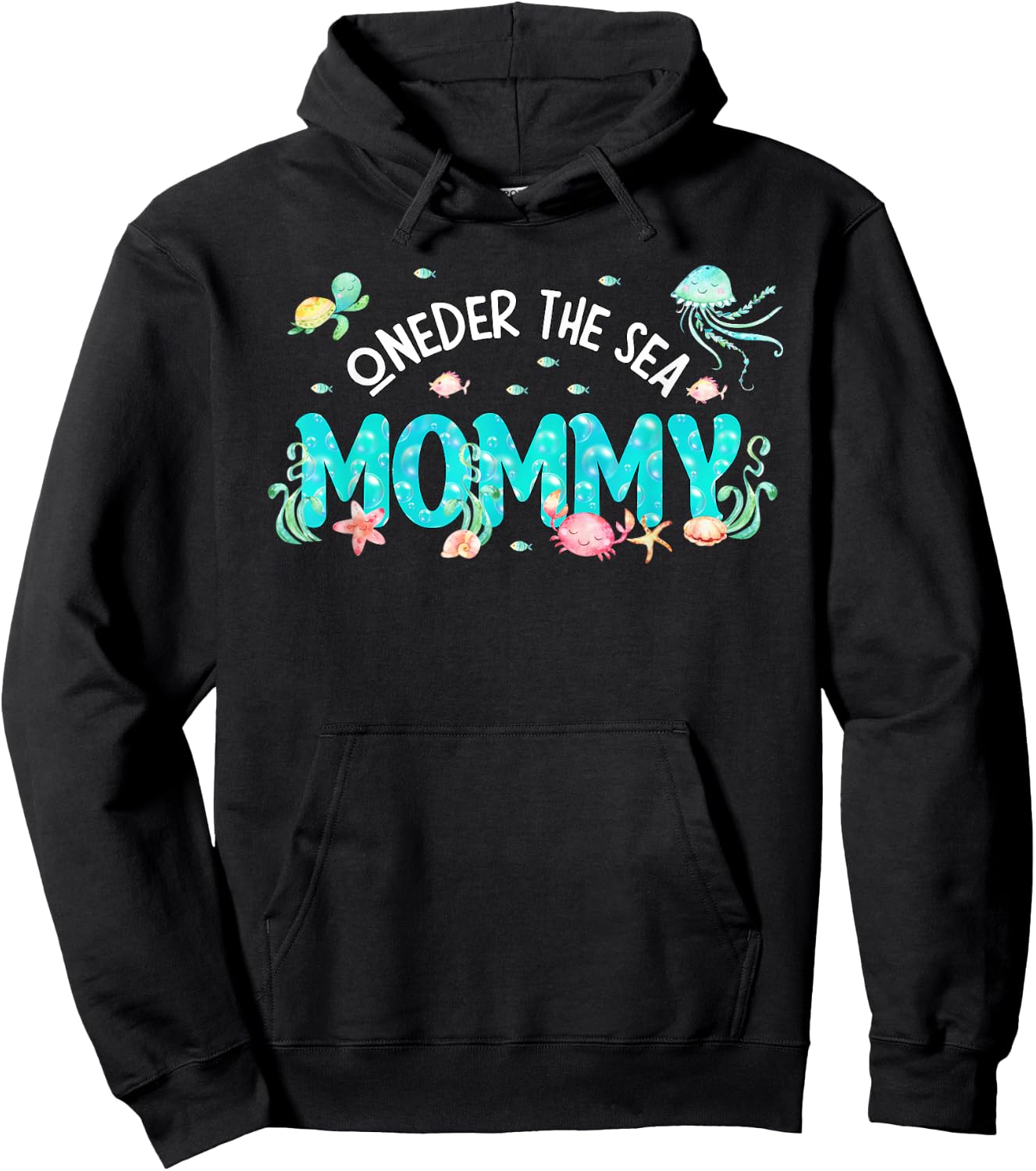 Under Sea Mommy Birthday Girl Boy Matching Family Party Hoodie - Hoodie | Black
