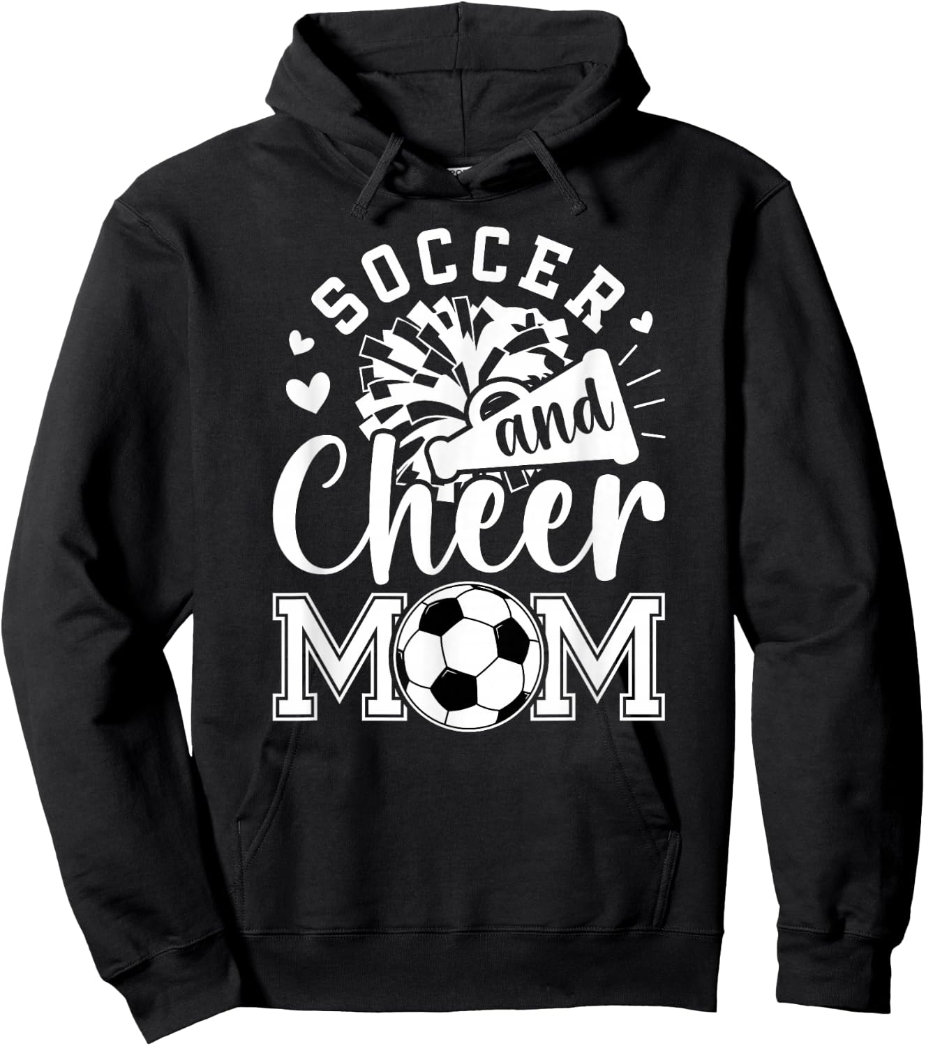 Soccer And Cheer Mom Cheerleading And Soccer Mom Hoodie - Hoodie | Black
