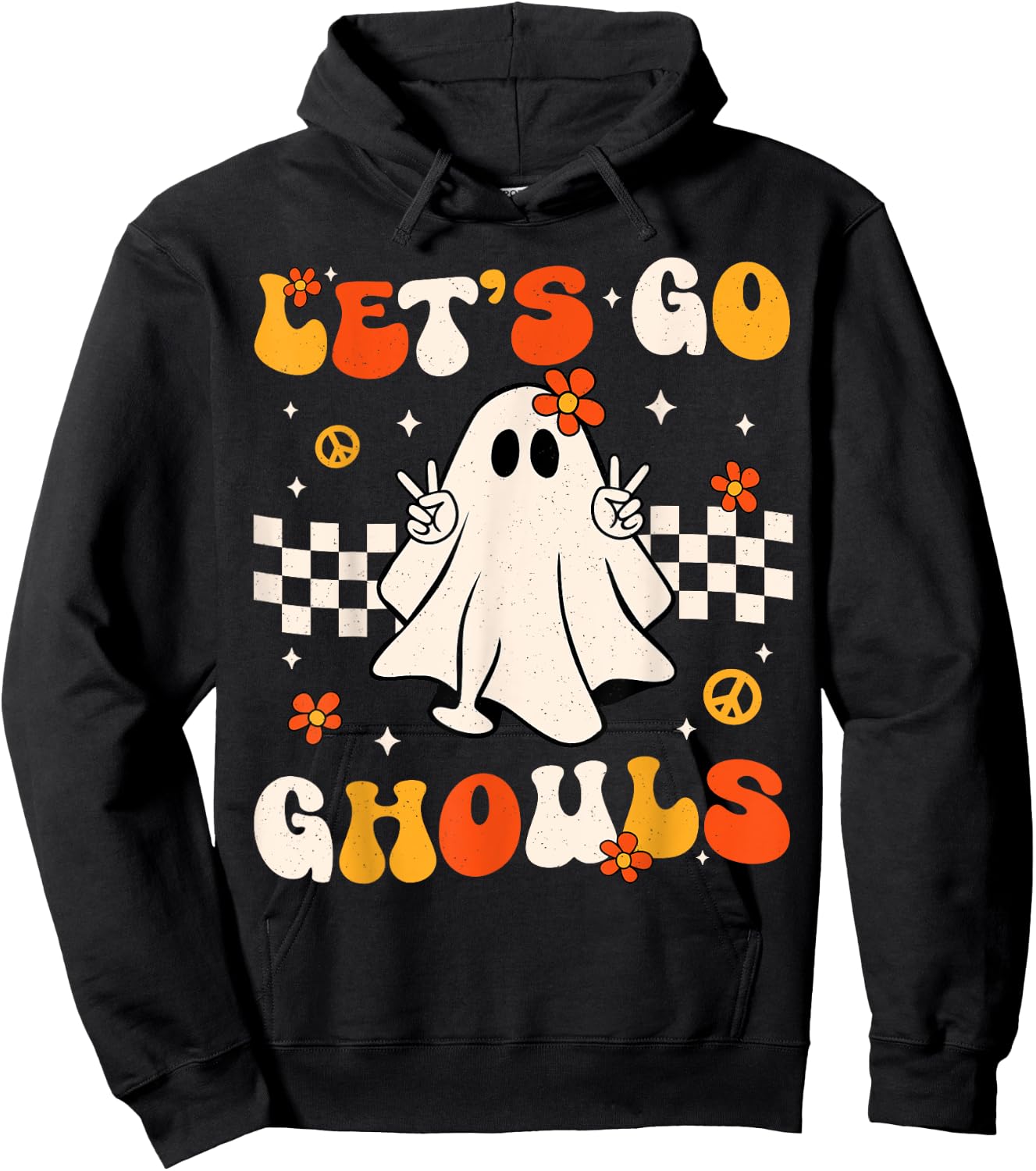 Groovy Lets Go Ghouls Ghost Halloween Costume Women Girl Kid Hoodie - Hoodie | Black