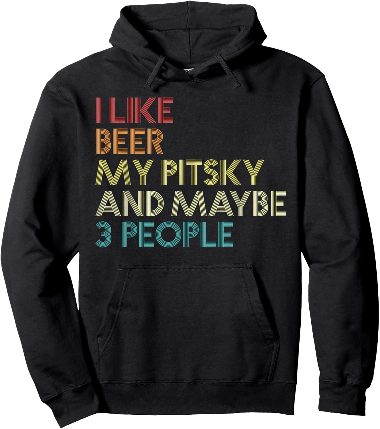 Pitsky Dog Owner Beer Lover Quote Funny Vintage Retro Men Women Hoodie - Hoodie | Black